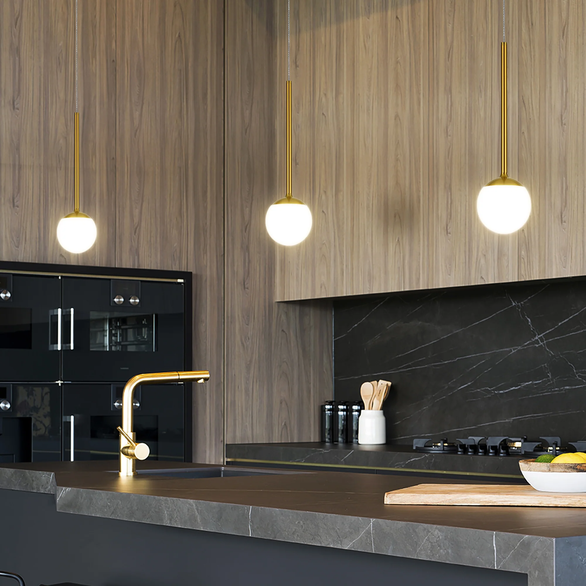 VONN Capri VCP2101AB 5" 1-Light Integrated LED ETL Certified Height Adjustable Pendant, with Glass Shade, Black - Image 2