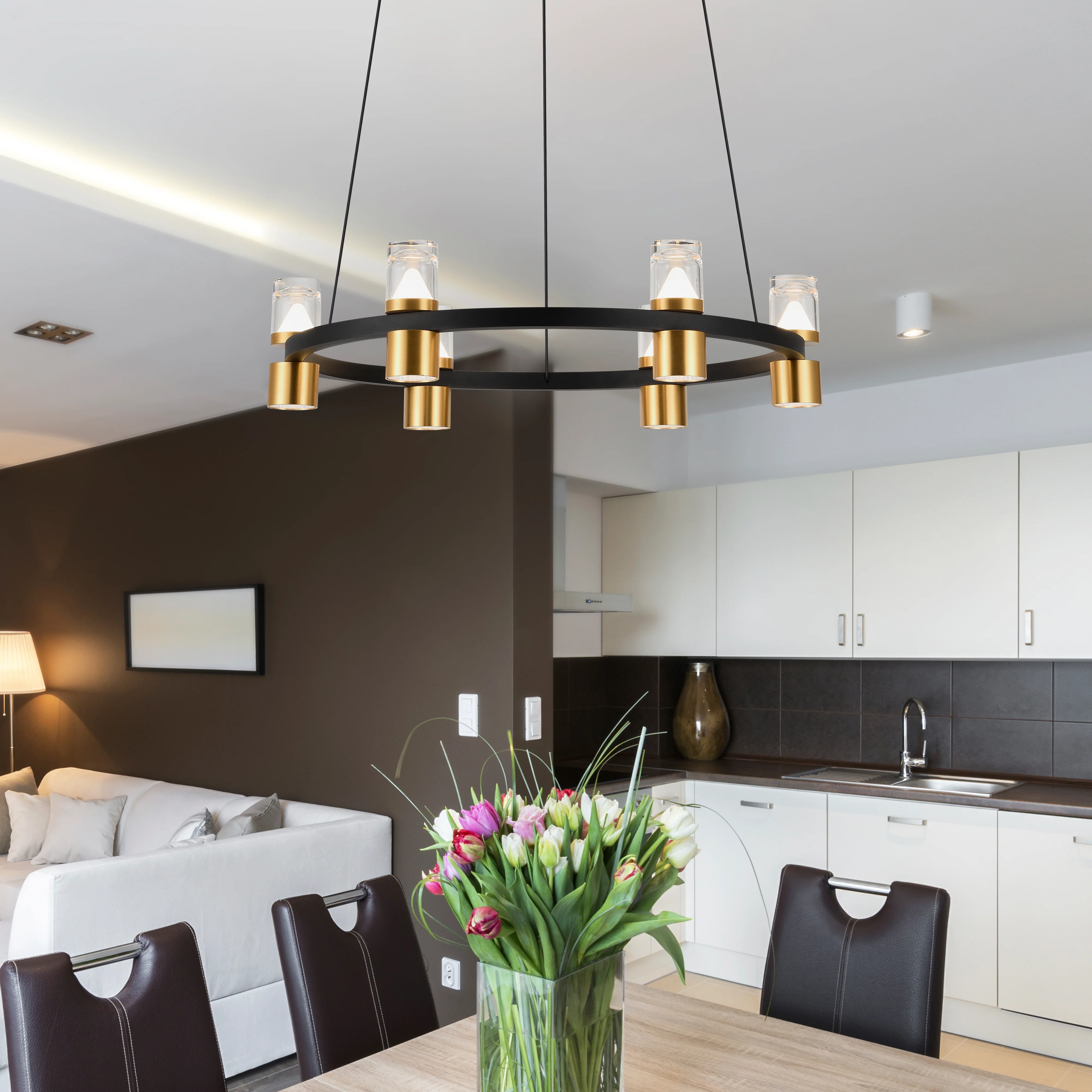 VONN Artisan Ellegi VMC34224BL 24" Integrated LED ETL Certified Pendant, Height Adjustable Chandelier, Black - Image 3