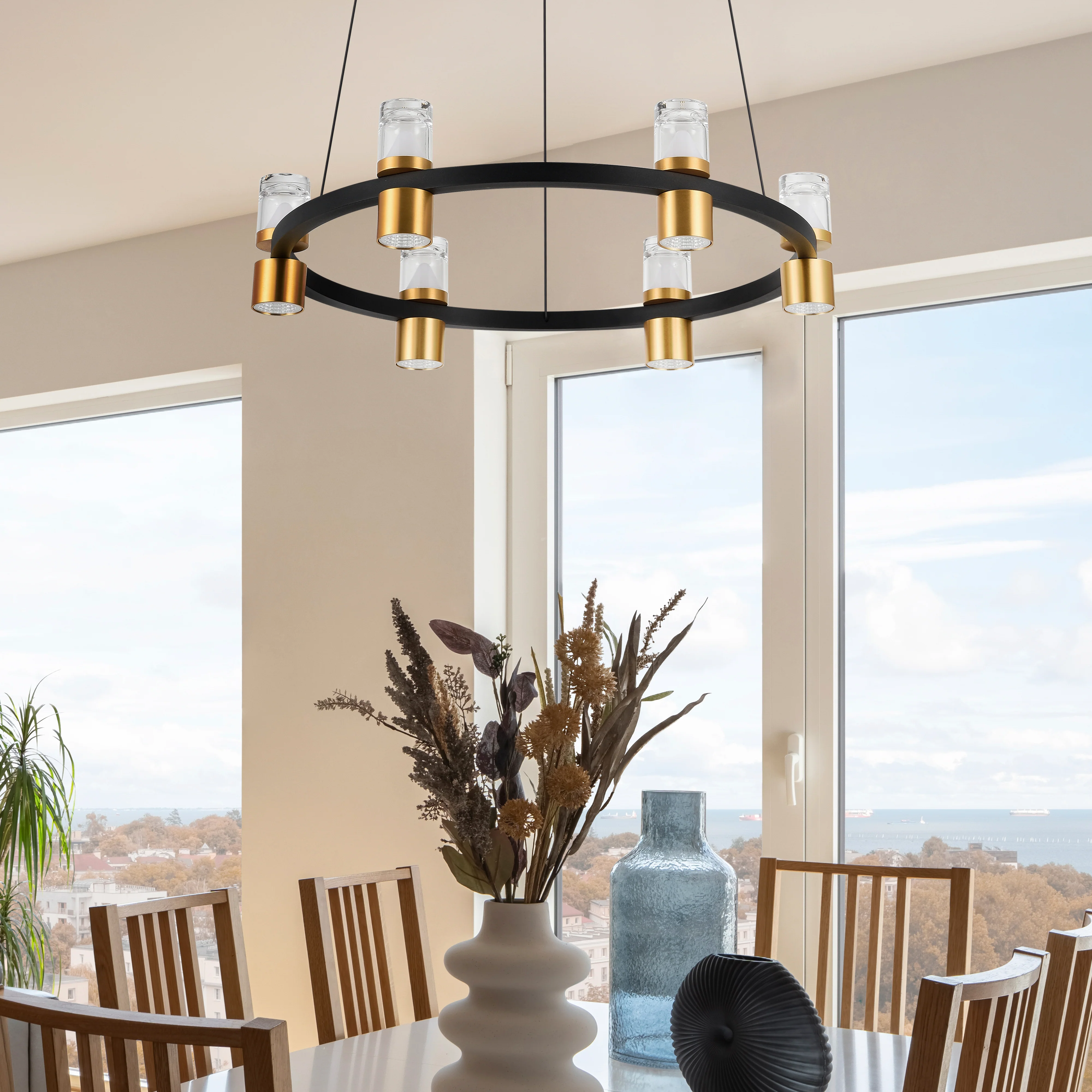 VONN Artisan Ellegi VMC34224BL 24" Integrated LED ETL Certified Pendant, Height Adjustable Chandelier, Black - Image 4