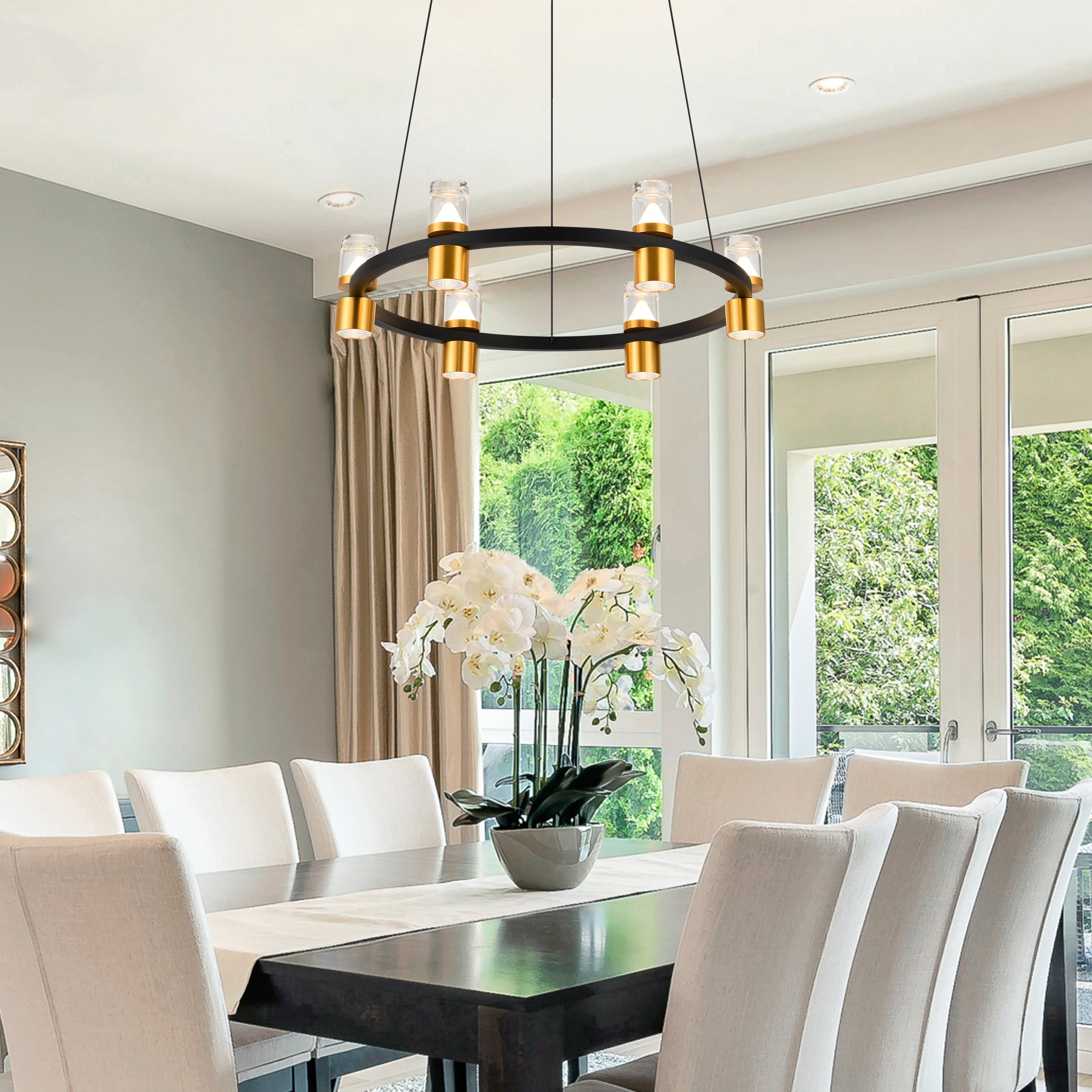 VONN Artisan Ellegi VMC34224BL 24" Integrated LED ETL Certified Pendant, Height Adjustable Chandelier, Black - Image 6