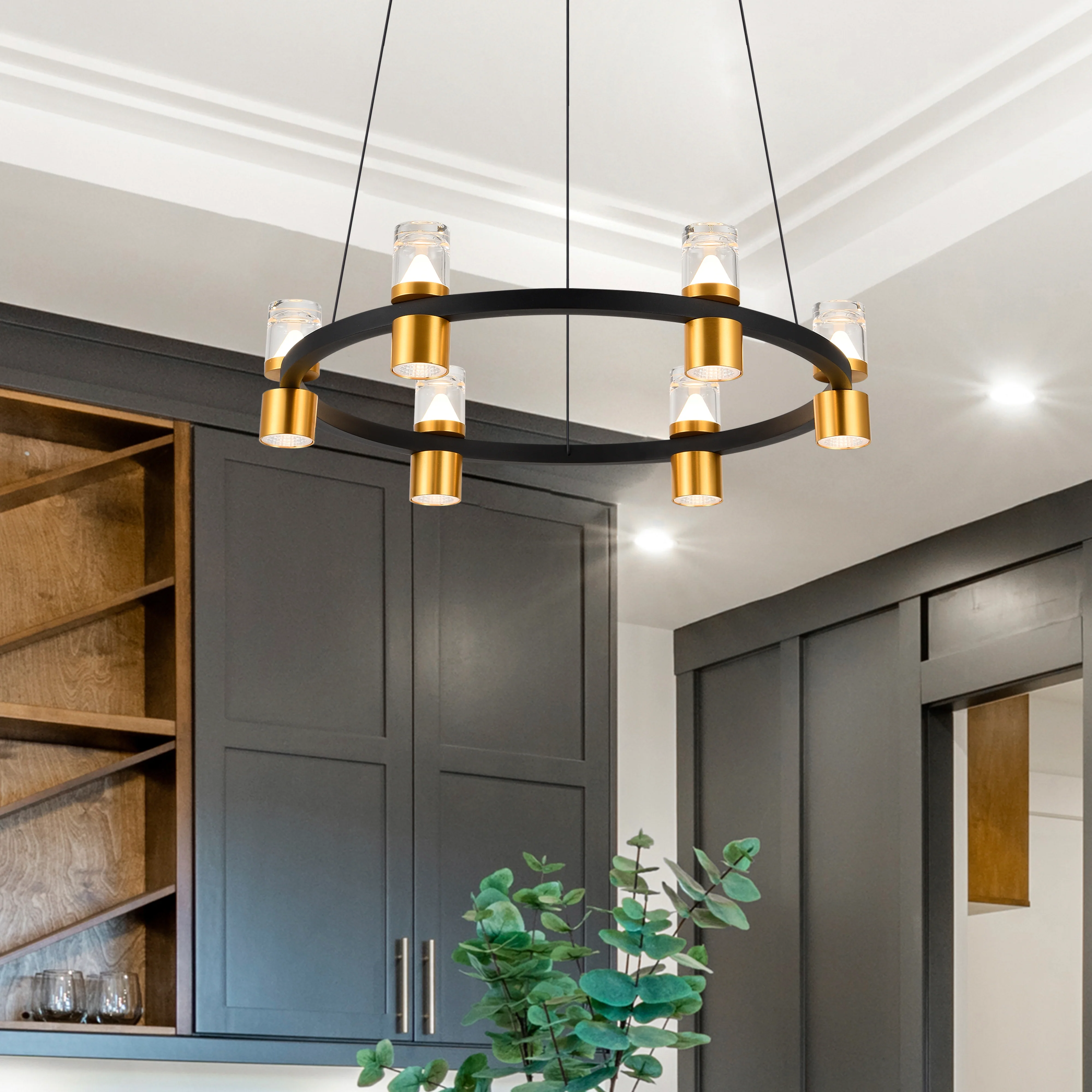 VONN Artisan Ellegi VMC34224BL 24" Integrated LED ETL Certified Pendant, Height Adjustable Chandelier, Black - Image 7