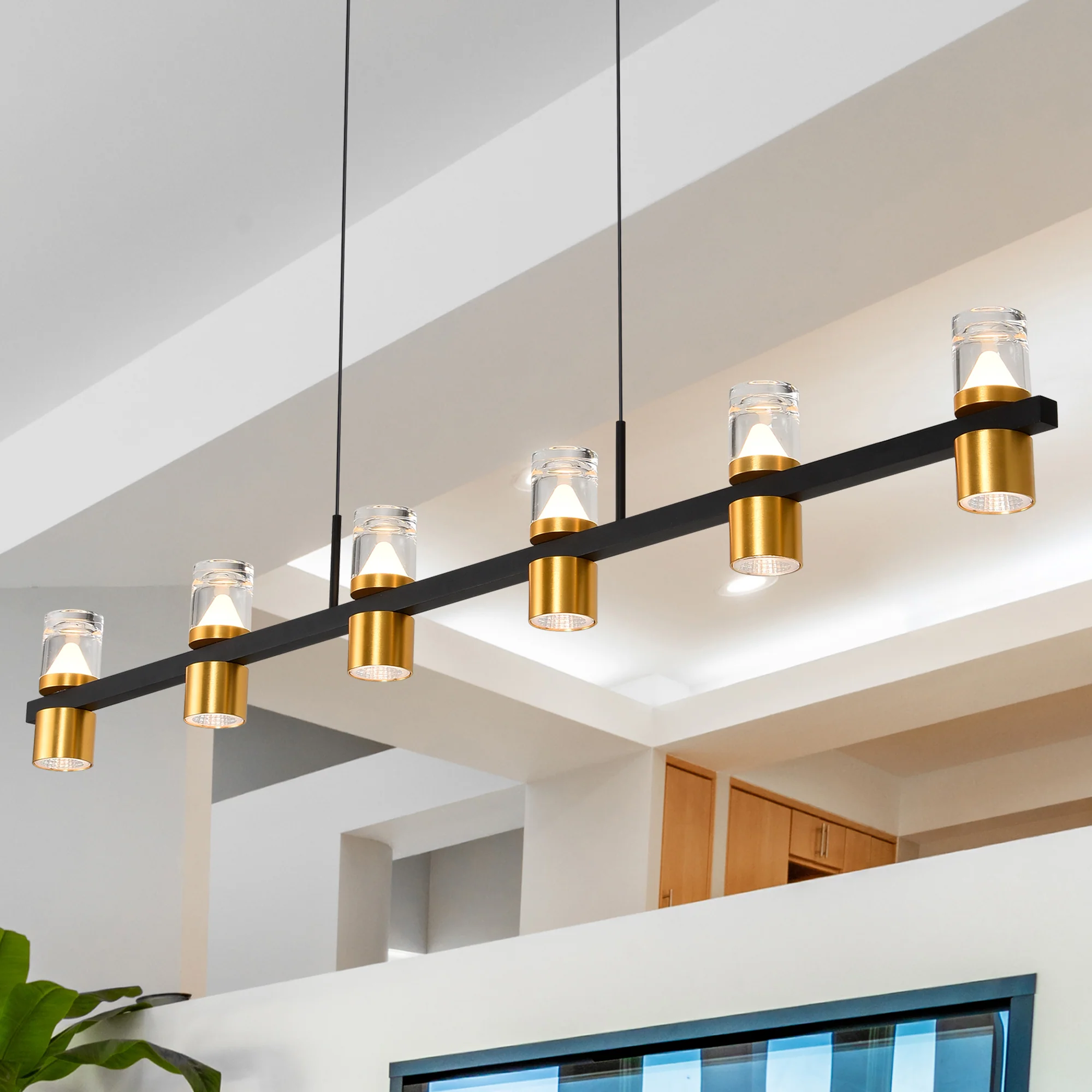 VONN Artisan Ellegi VMC34247BL 47" Integrated LED ETL Certified Pendant, Height Adjustable Chandelier, Black