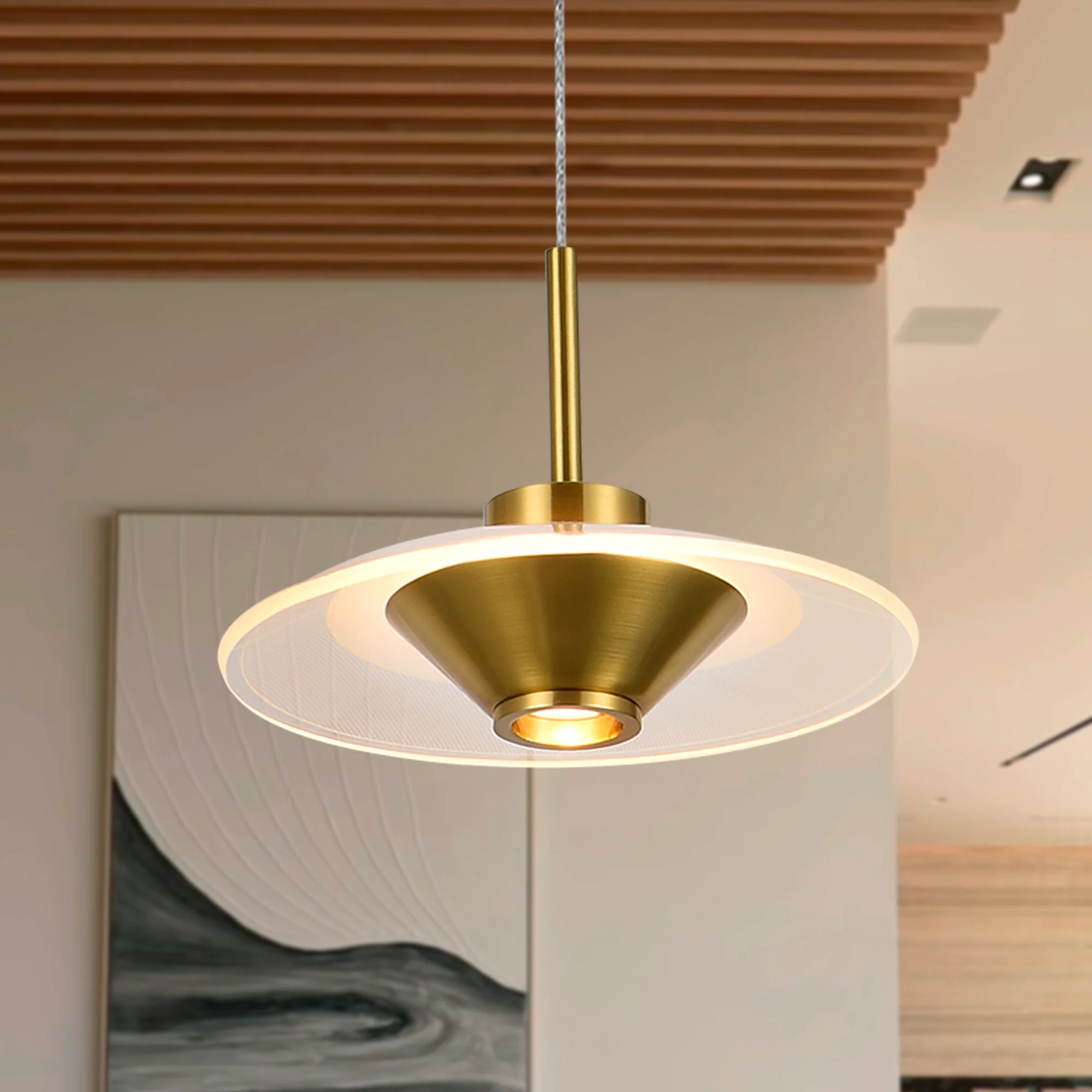 VONN Artisan Ferrara VAP2321AB 7" Integrated LED ETL Certified Height Adjustable Pendant, Antique Brass