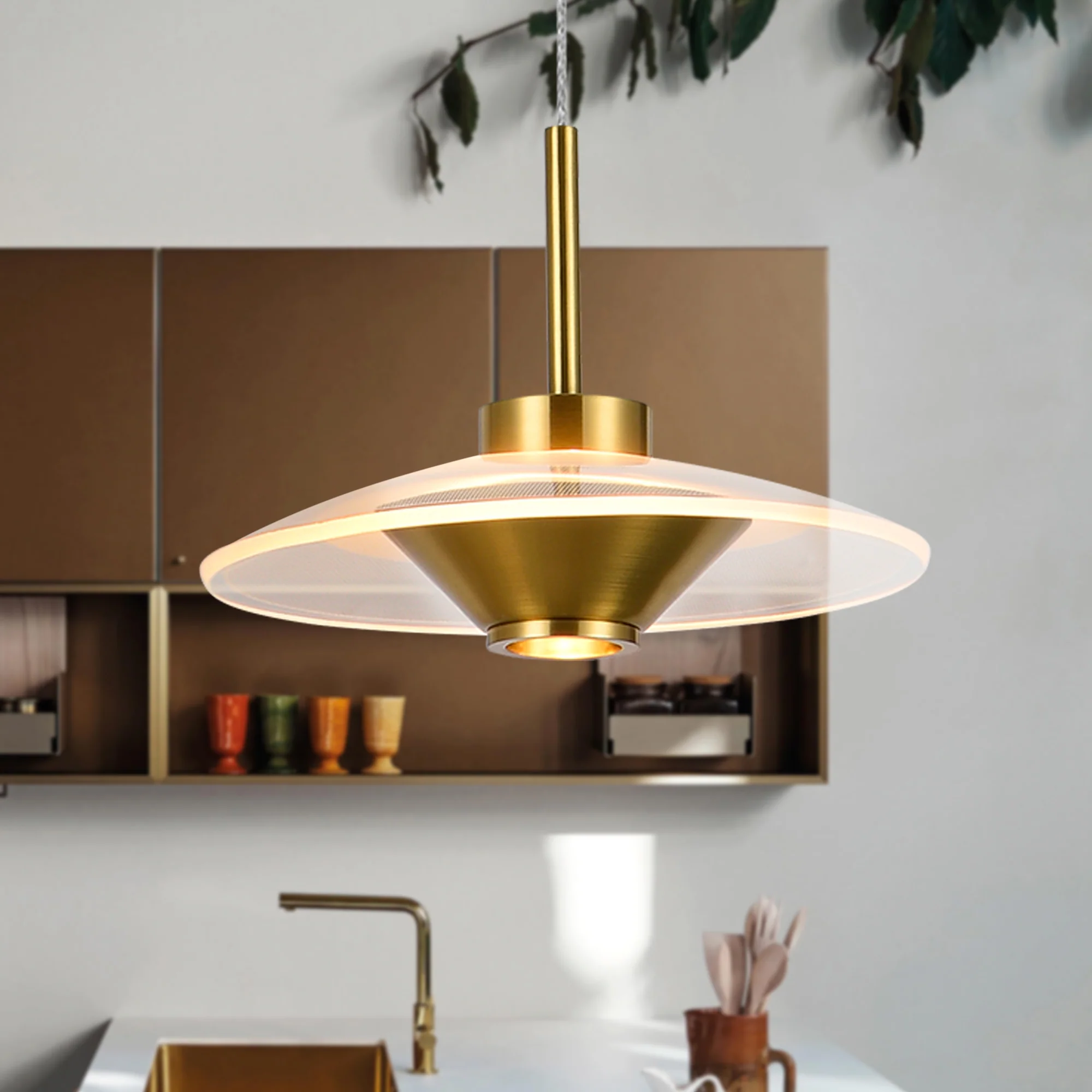 VONN Artisan Ferrara VAP2321AB 7" Integrated LED ETL Certified Height Adjustable Pendant, Antique Brass - Image 3