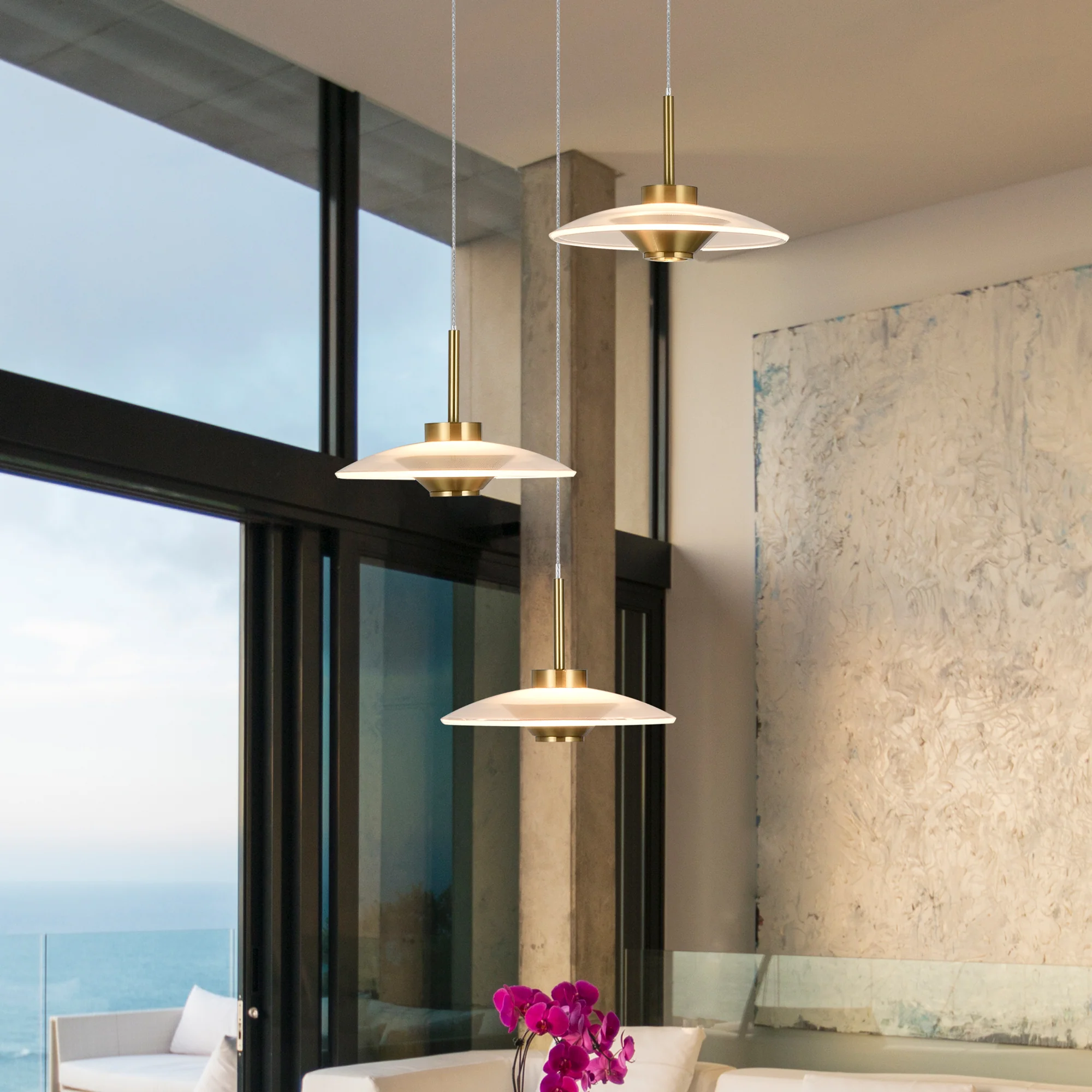 VONN Artisan Ferrara VAP2323AB 16" Integrated LED ETL Certified Pendant, Height Adjustable Chandelier, Antique Brass - Image 2