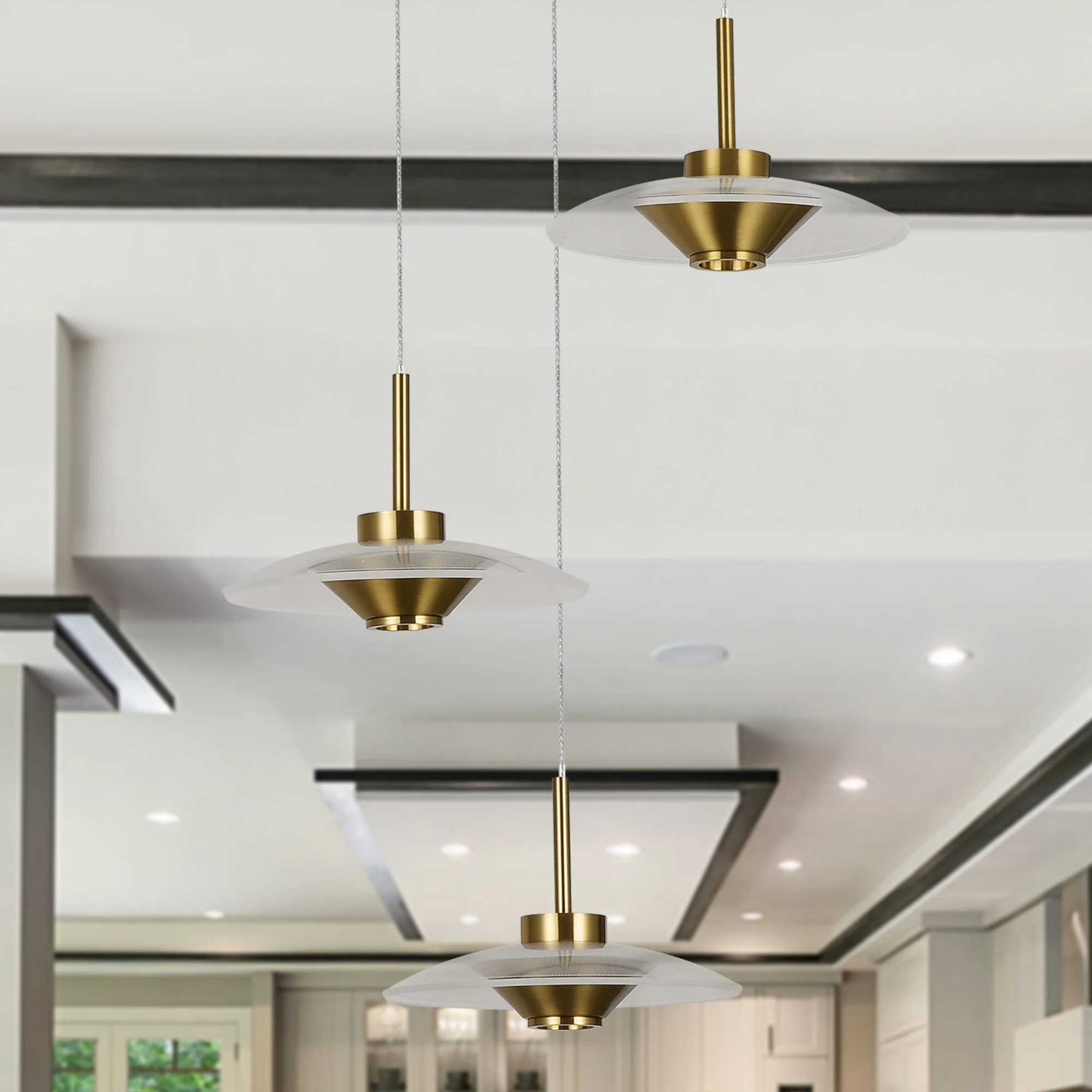 VONN Artisan Ferrara VAP2323AB 16" Integrated LED ETL Certified Pendant, Height Adjustable Chandelier, Antique Brass - Image 3