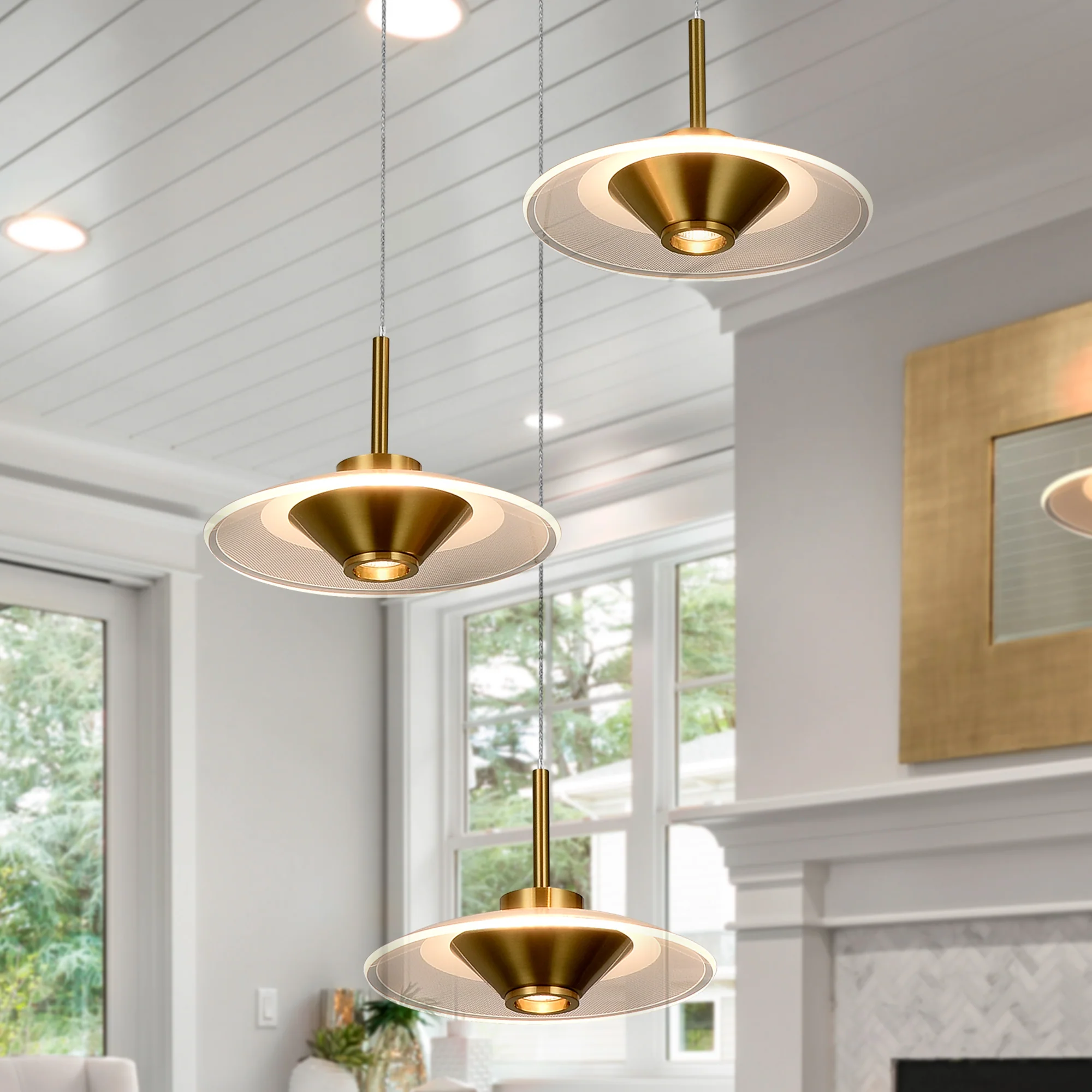 VONN Artisan Ferrara VAP2323AB 16" Integrated LED ETL Certified Pendant, Height Adjustable Chandelier, Antique Brass - Image 4