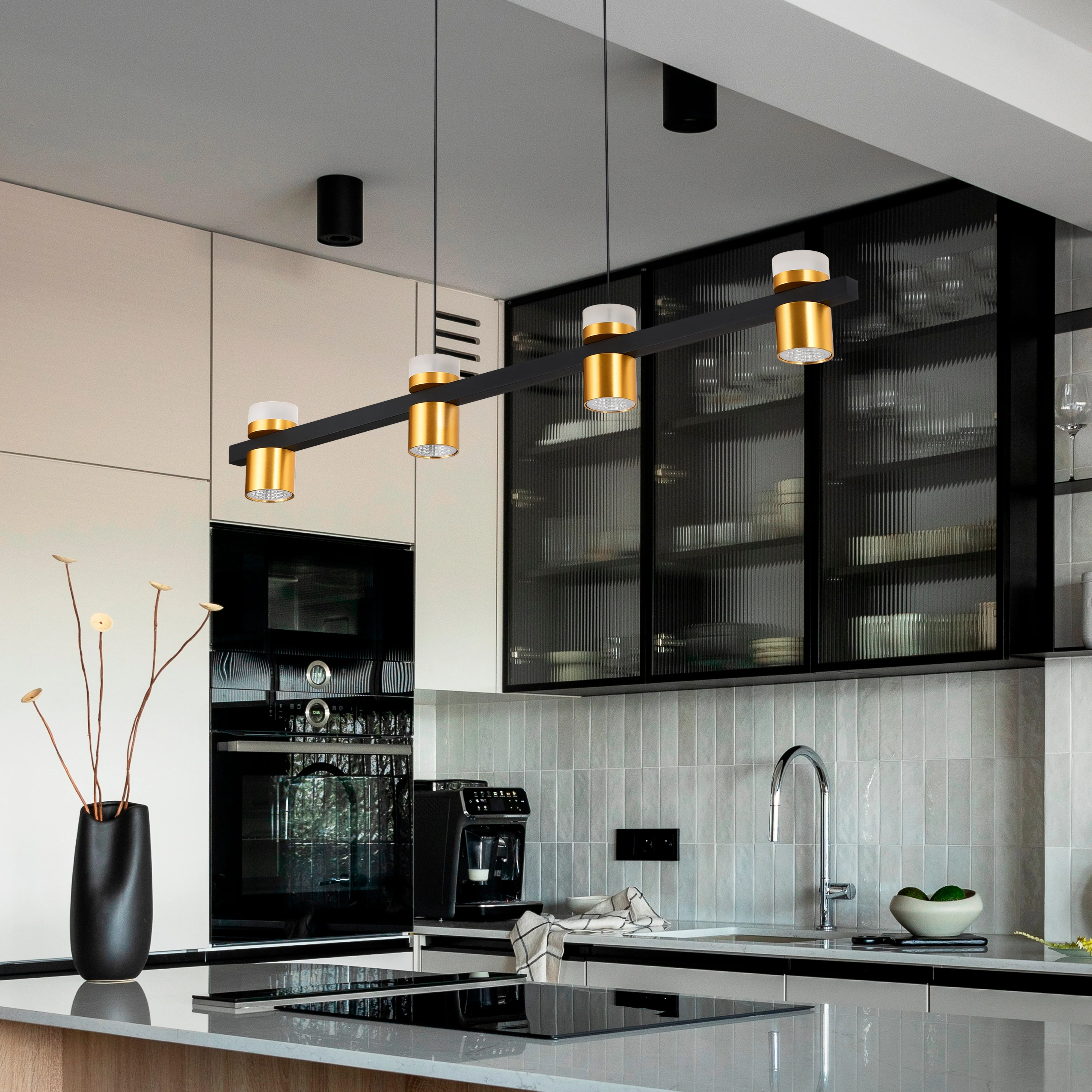VONN Artisan Ferro VMC34334BL 34" Integrated LED ETL Certified Pendant, Height Adjustable Chandelier, Black - Image 4