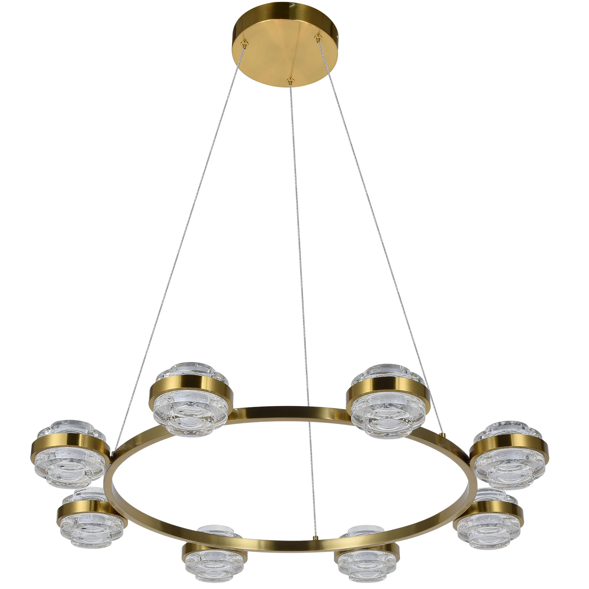 VONN Artisan Milano VAC3338AB 33" Integrated LED ETL Certified Pendant, Height Adjustable Ring Chandelier, Antique Brass - Image 8