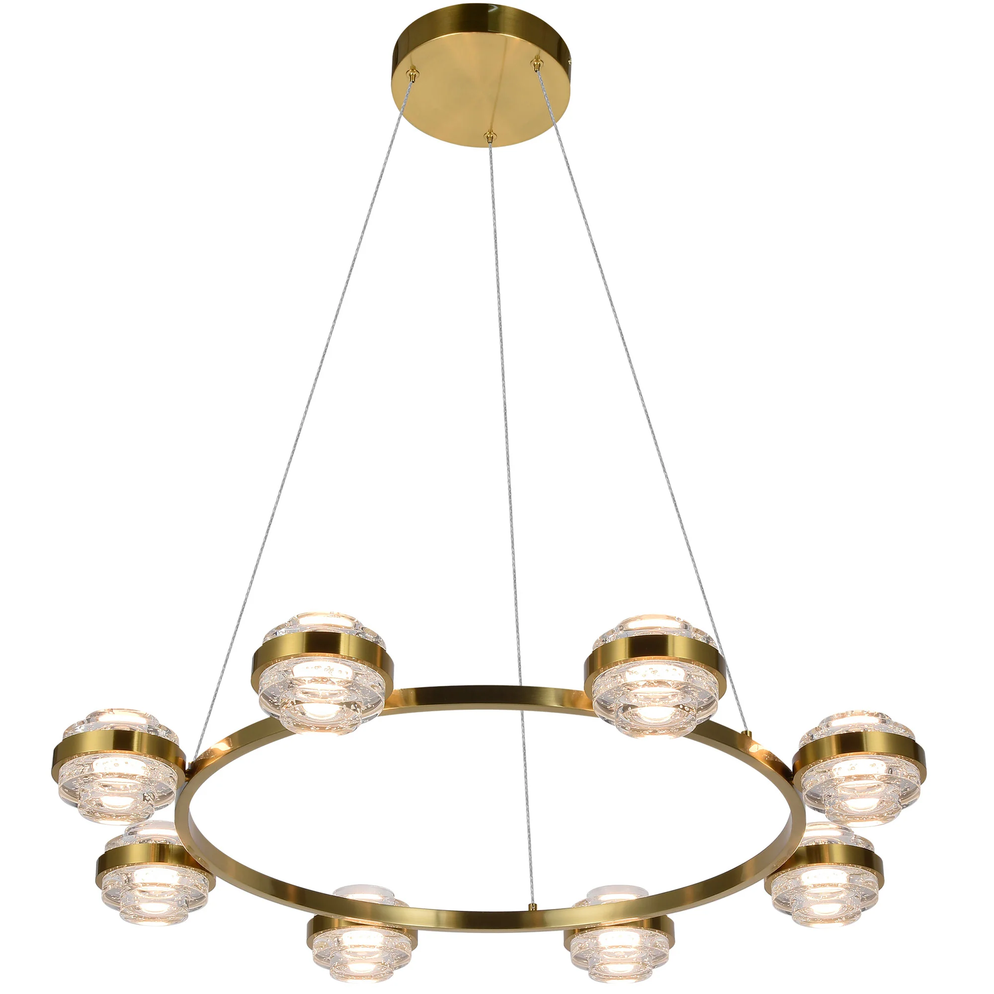 VONN Artisan Milano VAC3338AB 33" Integrated LED ETL Certified Pendant, Height Adjustable Ring Chandelier, Antique Brass - Image 9