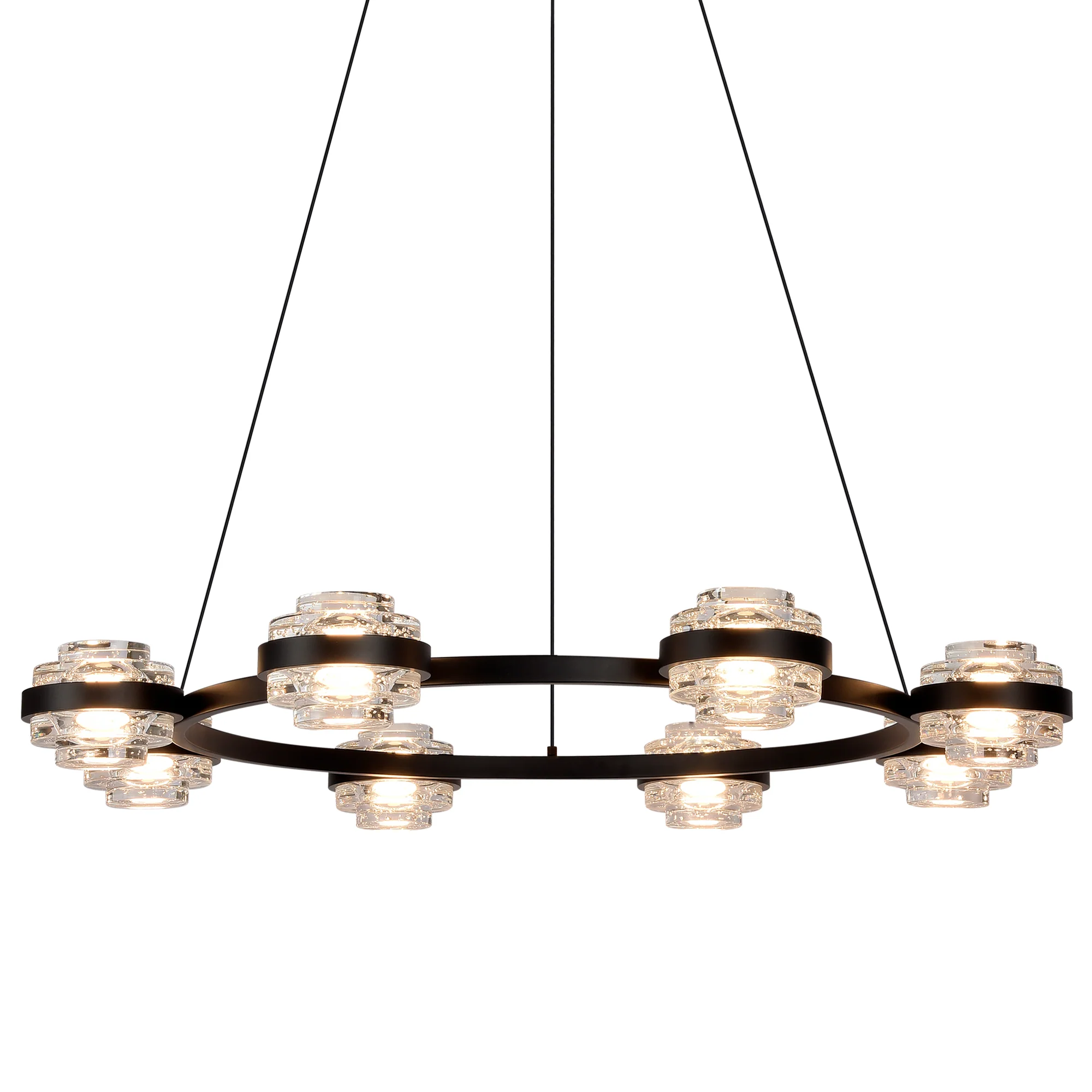 VONN Artisan Milano VAC3338BL 33" Integrated LED ETL Certified Pendant, Height Adjustable Ring Chandelier, Black - Image 7
