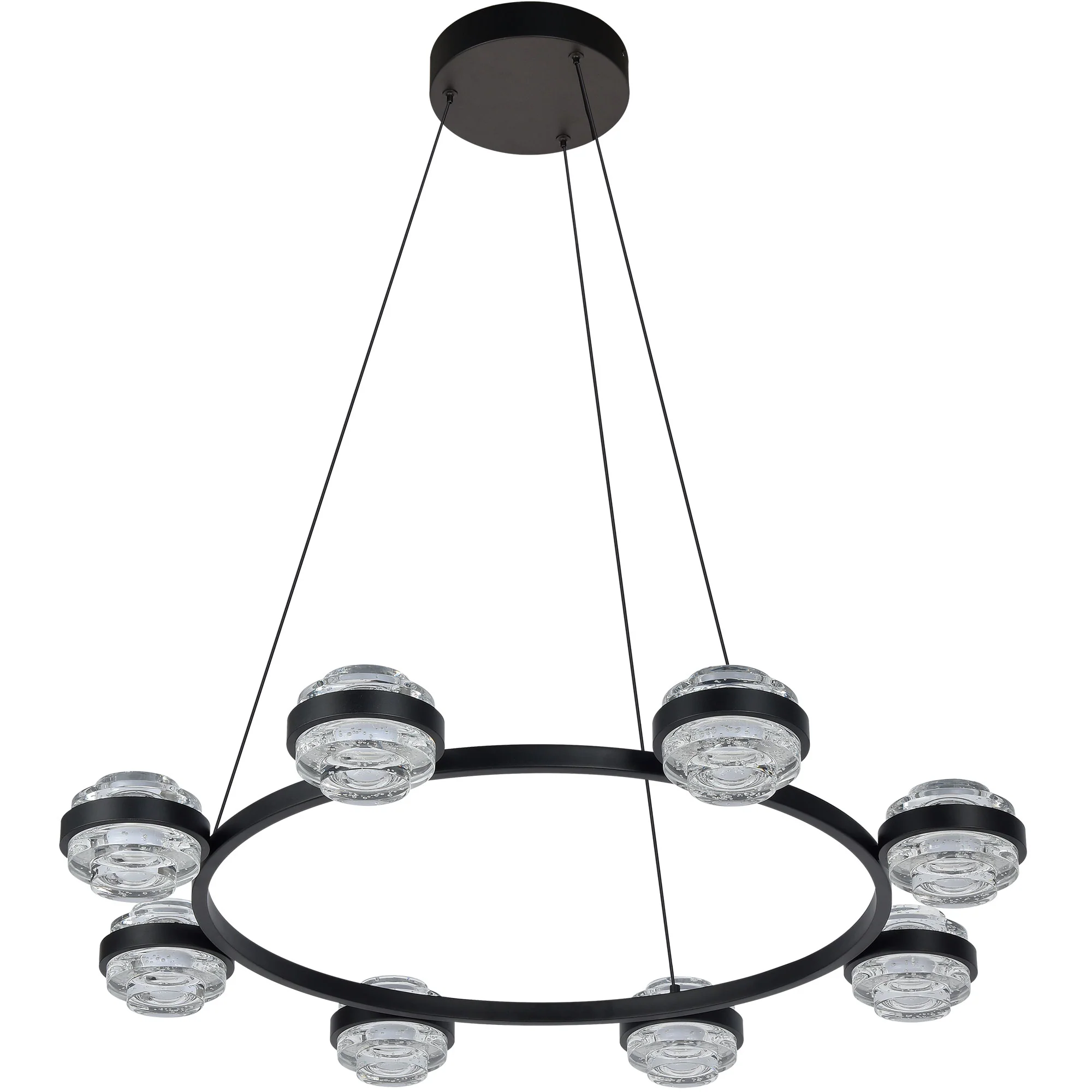 VONN Artisan Milano VAC3338BL 33" Integrated LED ETL Certified Pendant, Height Adjustable Ring Chandelier, Black - Image 8