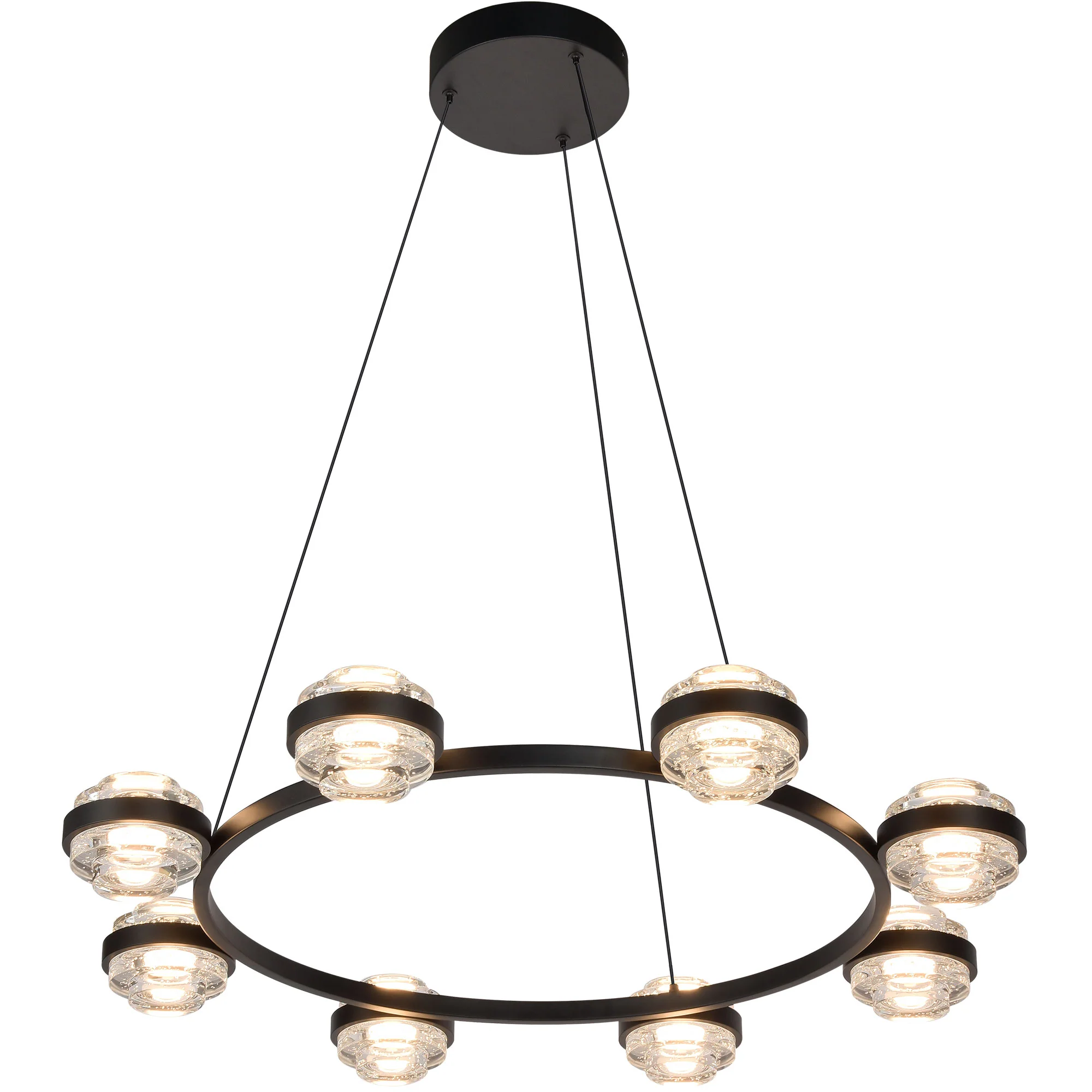 VONN Artisan Milano VAC3338BL 33" Integrated LED ETL Certified Pendant, Height Adjustable Ring Chandelier, Black - Image 9