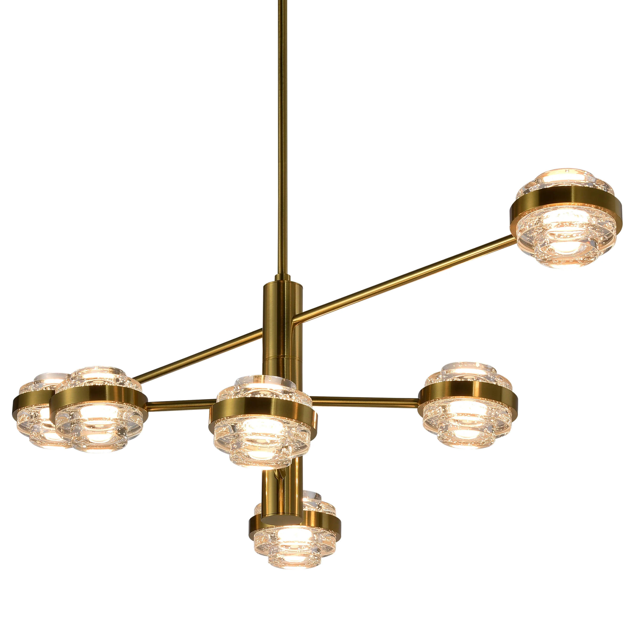 VONN Artisan Milano VAC333RD6AB 40" Integrated LED ETL Certified Chandelier with Height Adjustable Rods, Antique Brass - Image 5