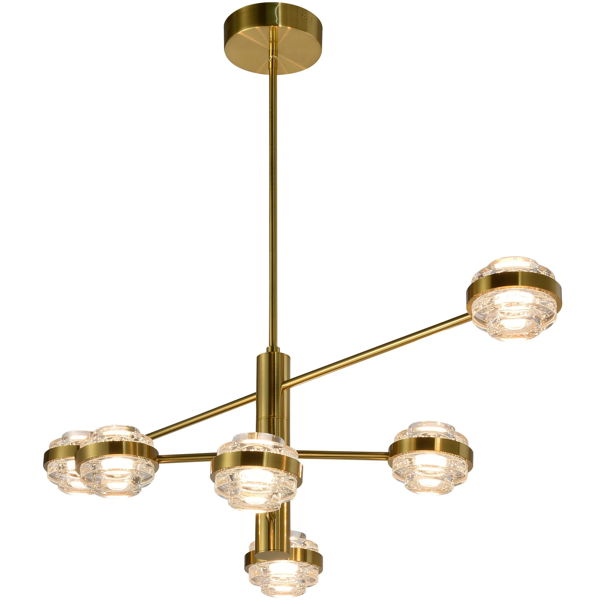 VONN Artisan Milano VAC333RD6AB 40" Integrated LED ETL Certified Chandelier with Height Adjustable Rods, Antique Brass - Image 6