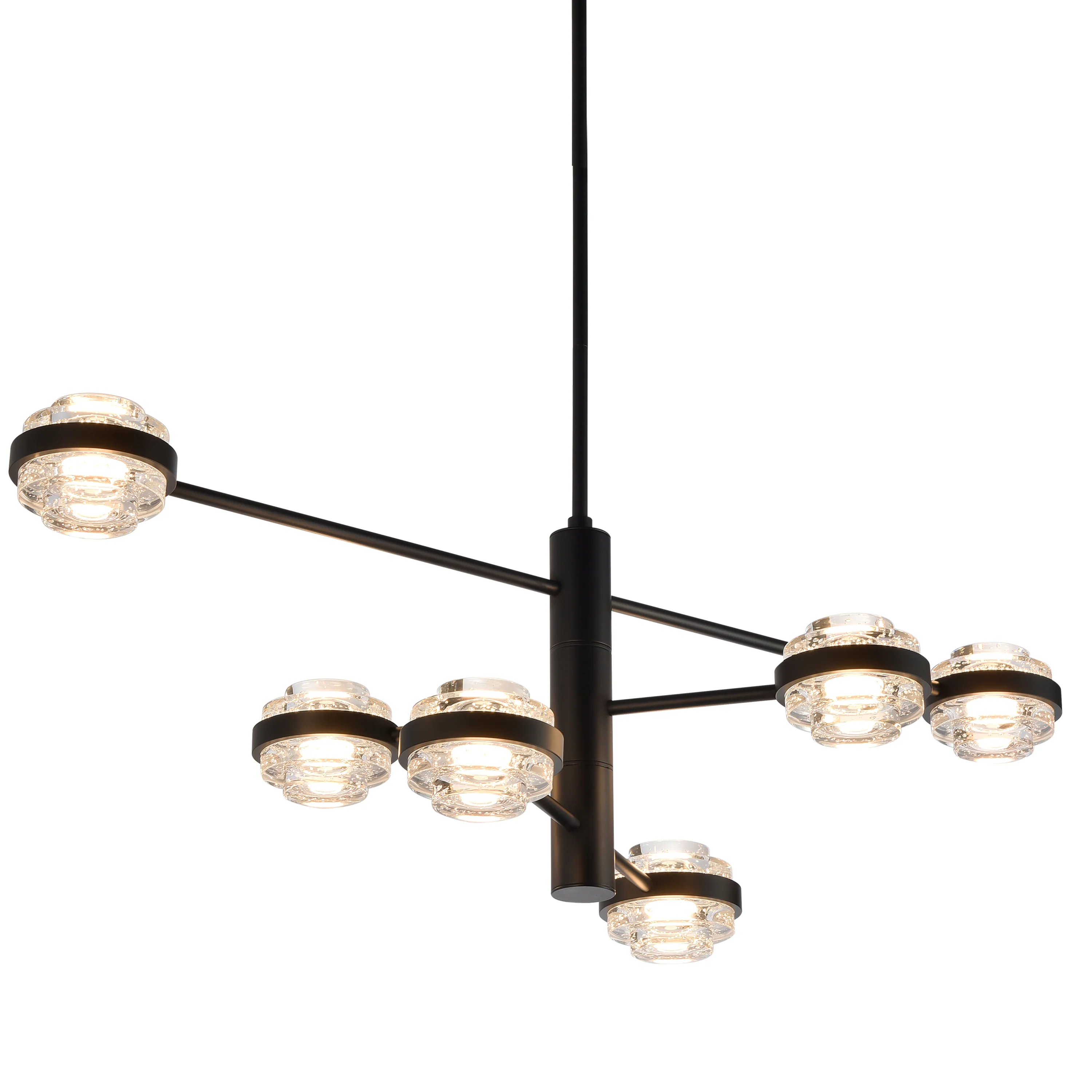 VONN Artisan Milano VAC333RD6BL 40" Integrated LED ETL Certified Chandelier with Height Adjustable Rods, Black - Image 7