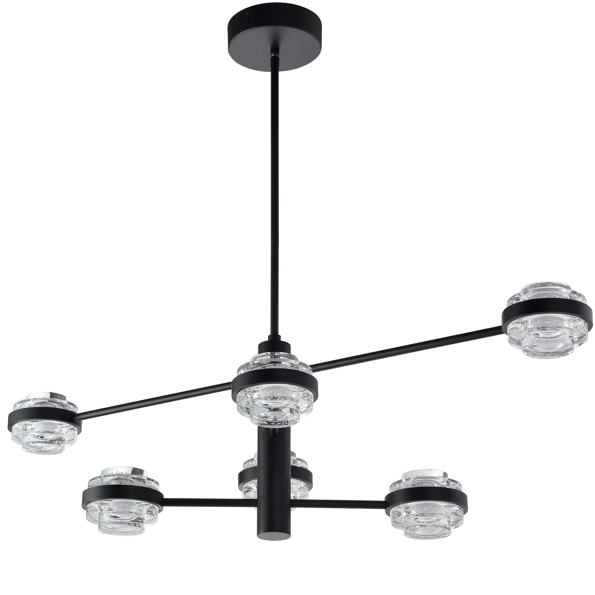 VONN Artisan Milano VAC333RD6BL 40" Integrated LED ETL Certified Chandelier with Height Adjustable Rods, Black - Image 8