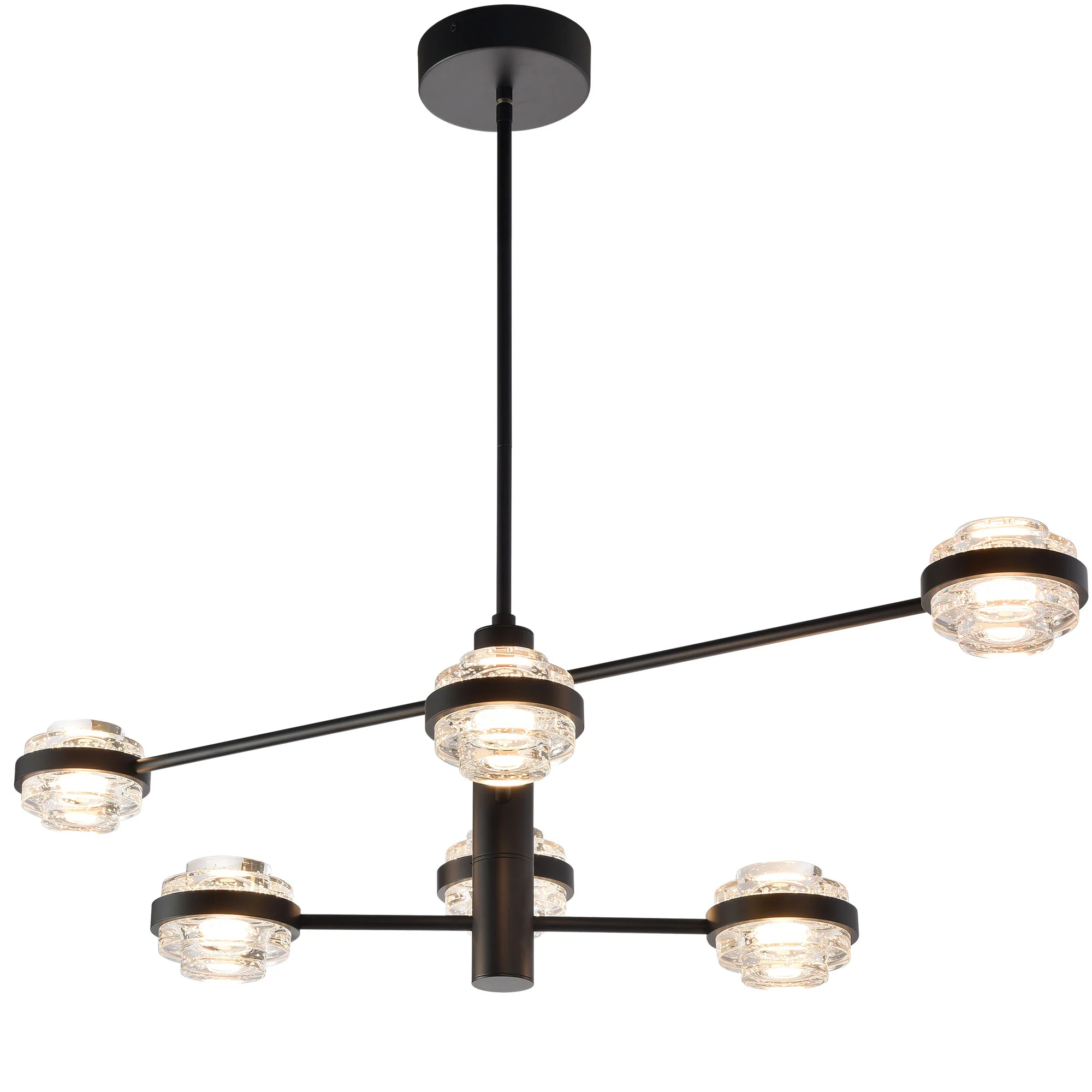 VONN Artisan Milano VAC333RD6BL 40" Integrated LED ETL Certified Chandelier with Height Adjustable Rods, Black - Image 9