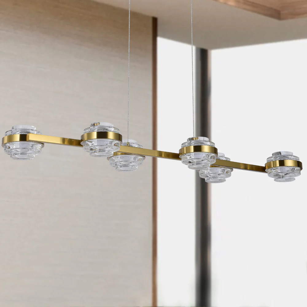 VONN Artisan Milano VAC3LN336AB 39" Integrated LED ETL Certified Pendant, Height Adjustable Chandelier, Antique Brass - Image 2
