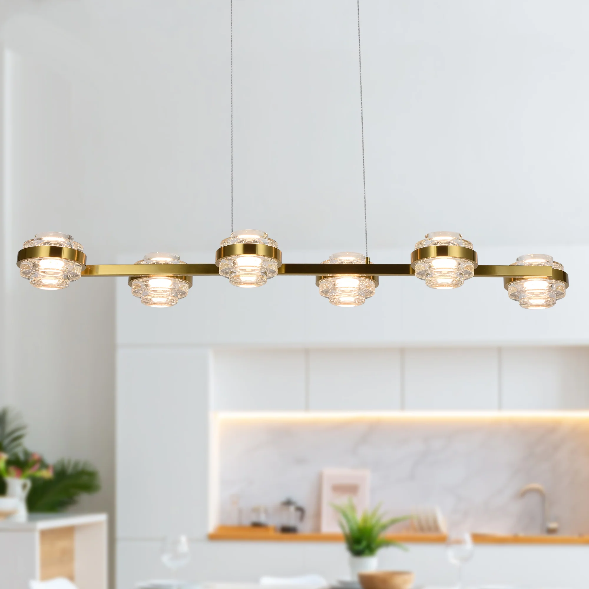 VONN Artisan Milano VAC3LN336AB 39" Integrated LED ETL Certified Pendant, Height Adjustable Chandelier, Antique Brass - Image 3