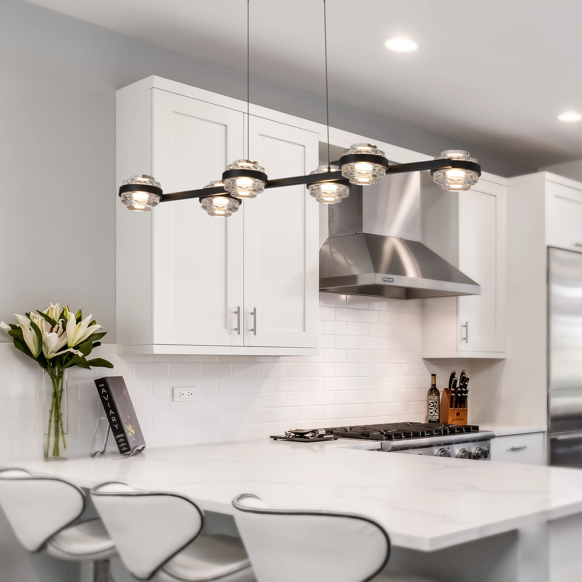 VONN Artisan Milano VAC3LN336BL 39" Integrated LED ETL Certified Pendant, Height Adjustable Chandelier, Black - Image 2