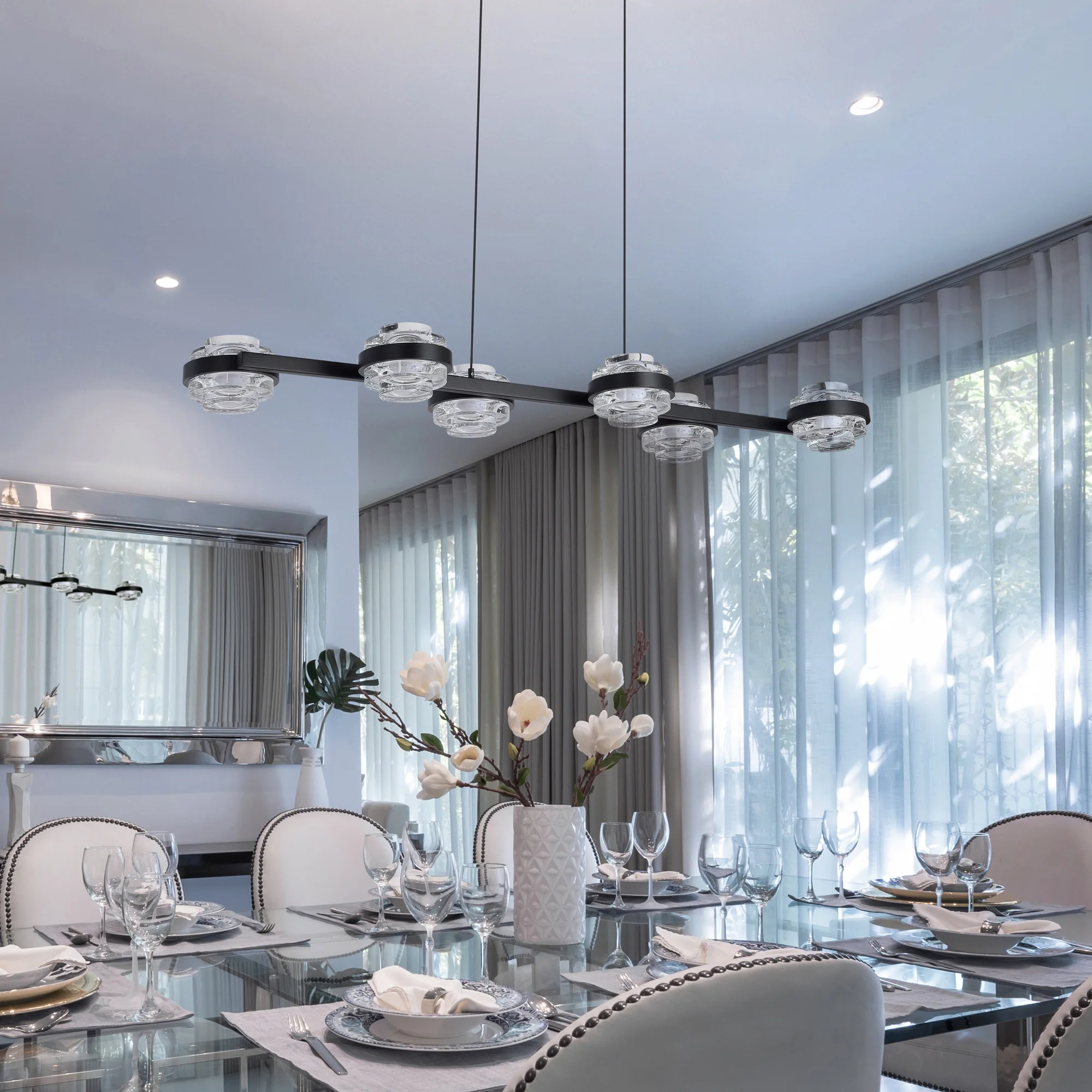 VONN Artisan Milano VAC3LN336BL 39" Integrated LED ETL Certified Pendant, Height Adjustable Chandelier, Black - Image 3