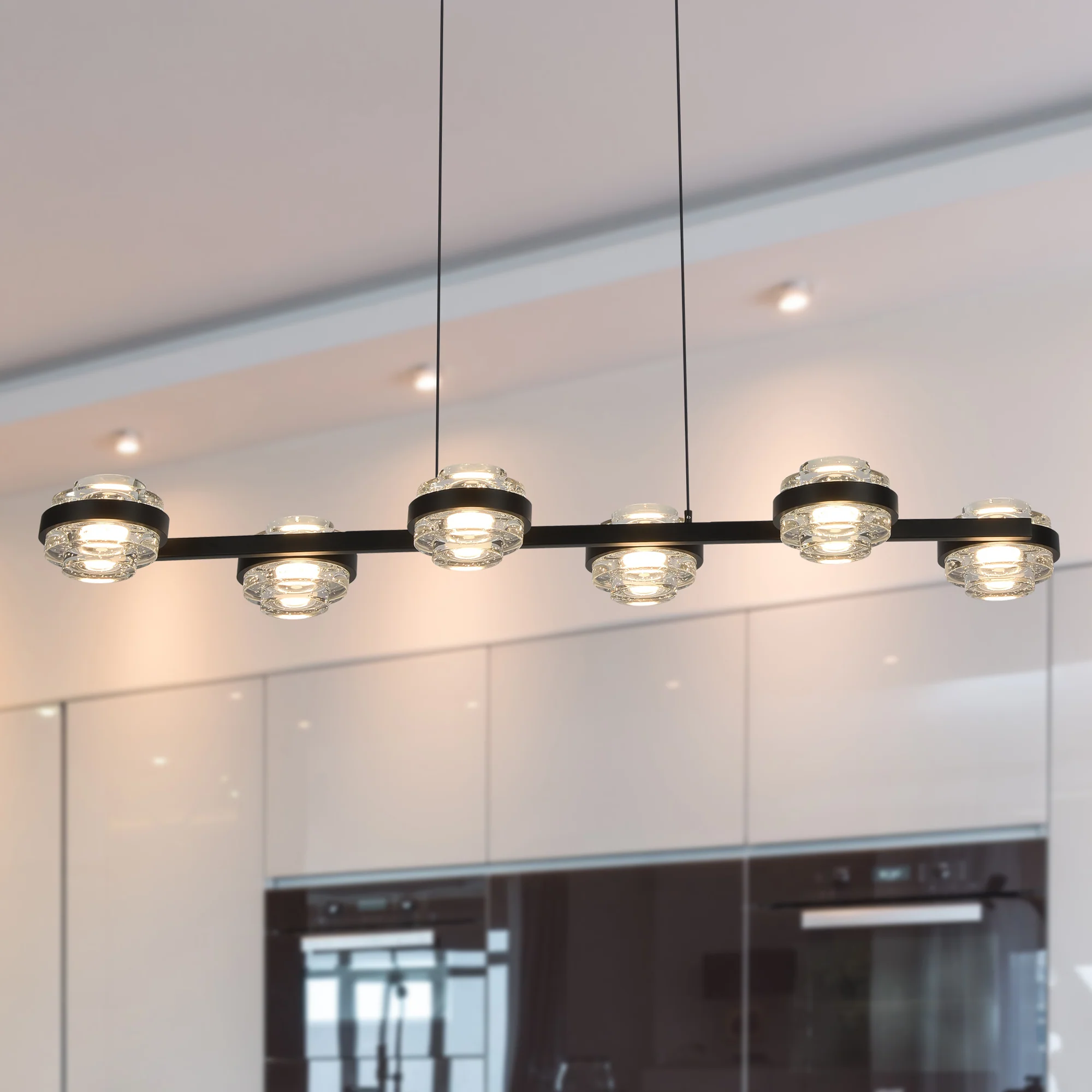 VONN Artisan Milano VAC3LN336BL 39" Integrated LED ETL Certified Pendant, Height Adjustable Chandelier, Black - Image 4