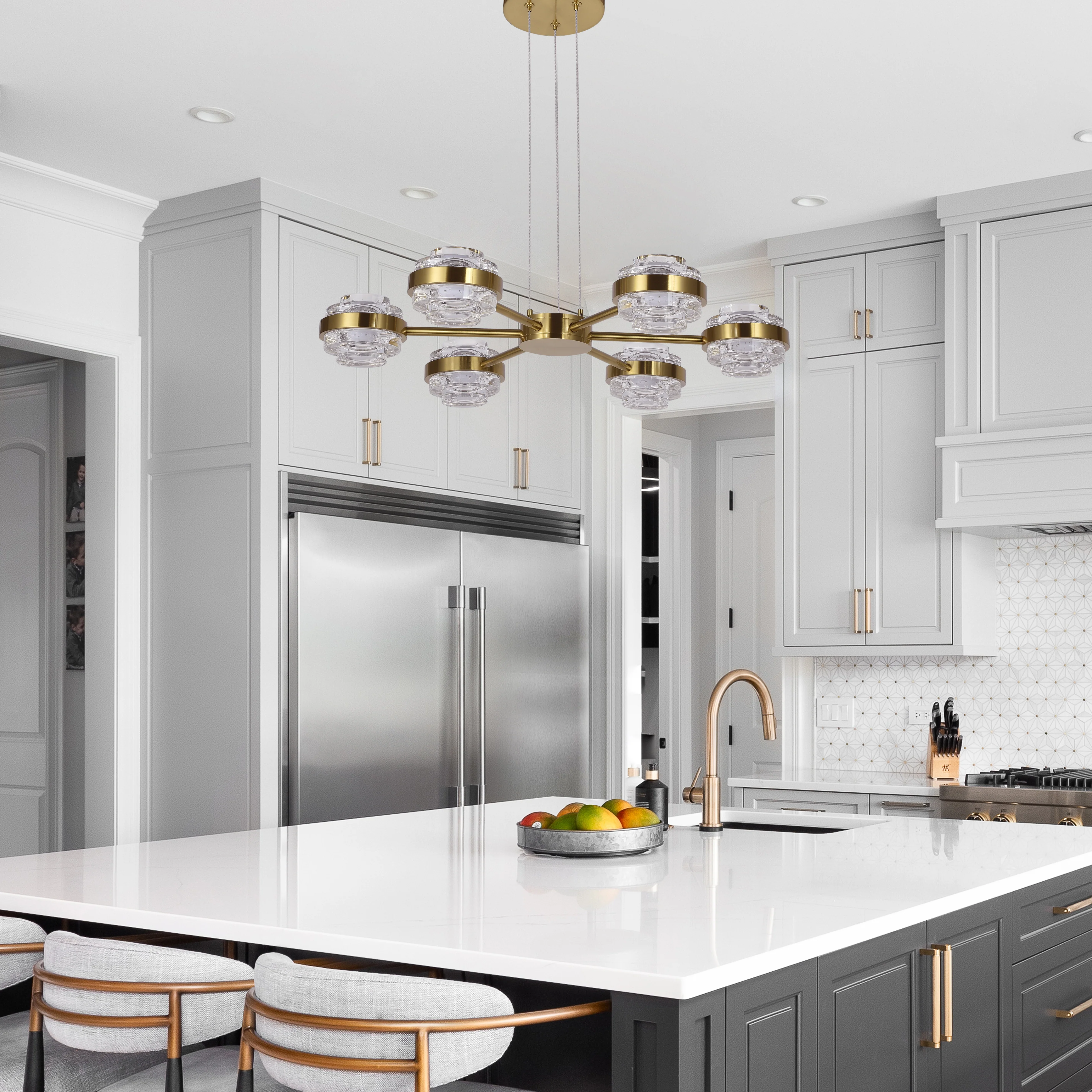 VONN Artisan Milano VAP2336AB 25" Integrated LED ETL Certified Pendant, Height Adjustable Chandelier, Antique Brass - Image 2