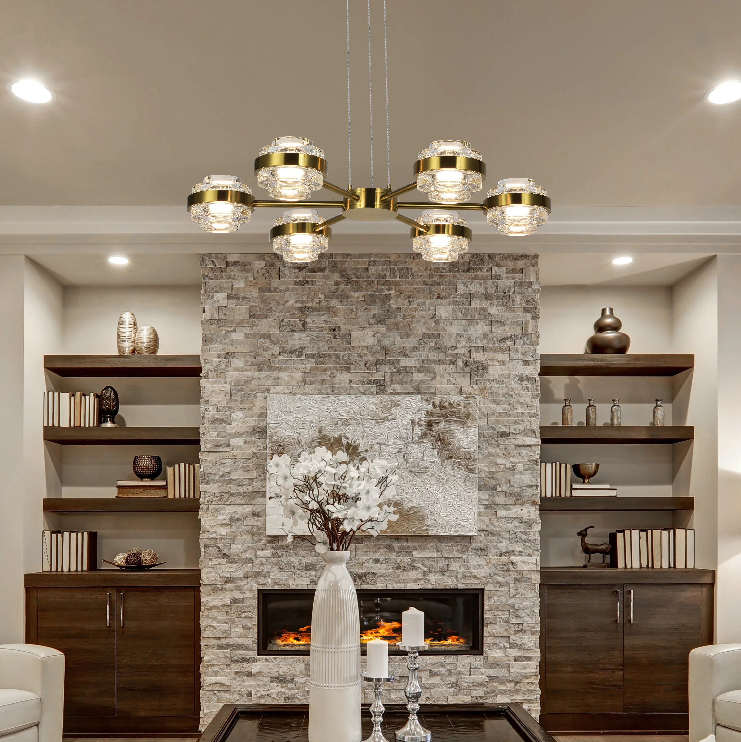 VONN Artisan Milano VAP2336AB 25" Integrated LED ETL Certified Pendant, Height Adjustable Chandelier, Antique Brass - Image 4
