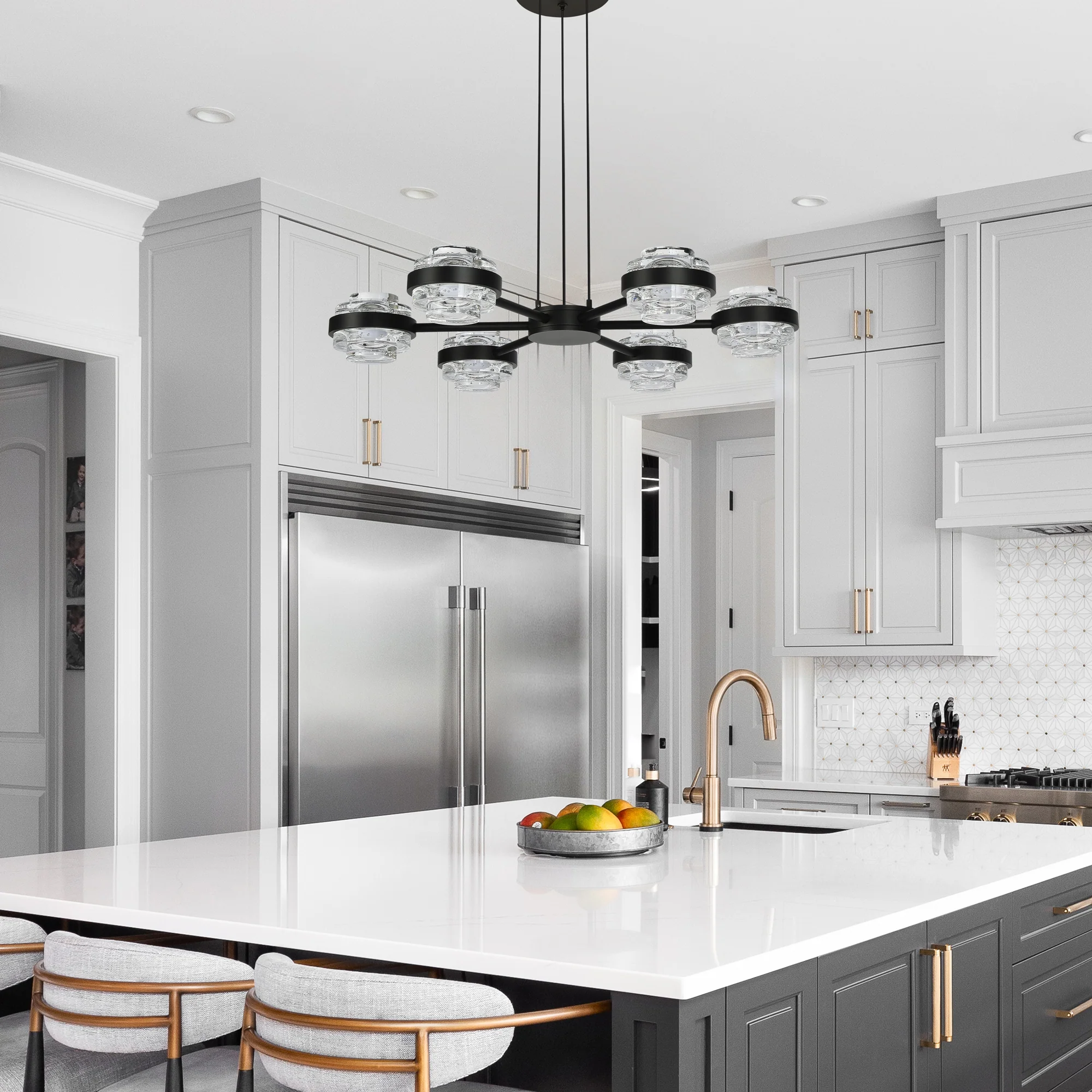 VONN Artisan Milano VAP2336BL 25" Integrated LED ETL Certified Pendant, Height Adjustable Chandelier, Black - Image 3