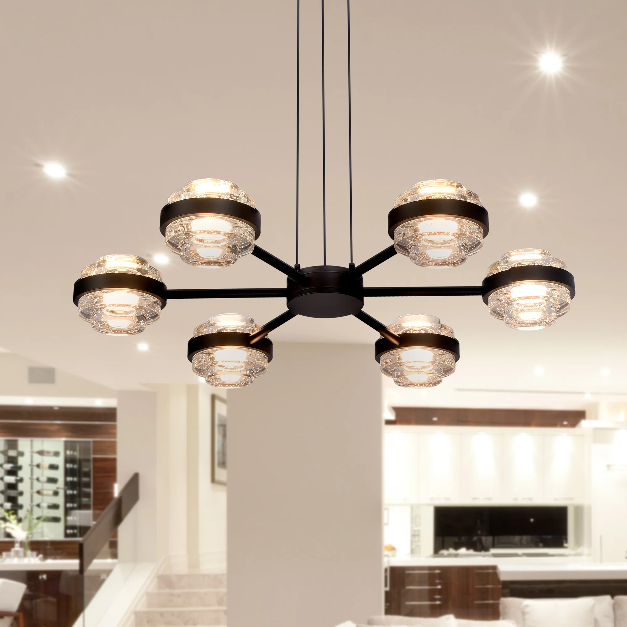 VONN Artisan Milano VAP2336BL 25" Integrated LED ETL Certified Pendant, Height Adjustable Chandelier, Black - Image 4