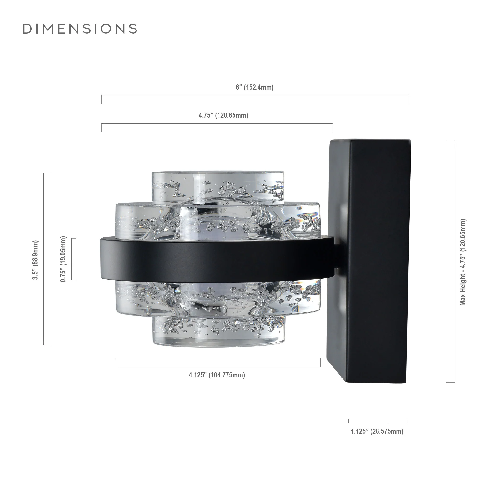 VONN Artisan Milano VAW1331BL 6" 1-Light Integrated LED ETL Certified Wall Sconce Lighting, Black - Image 6