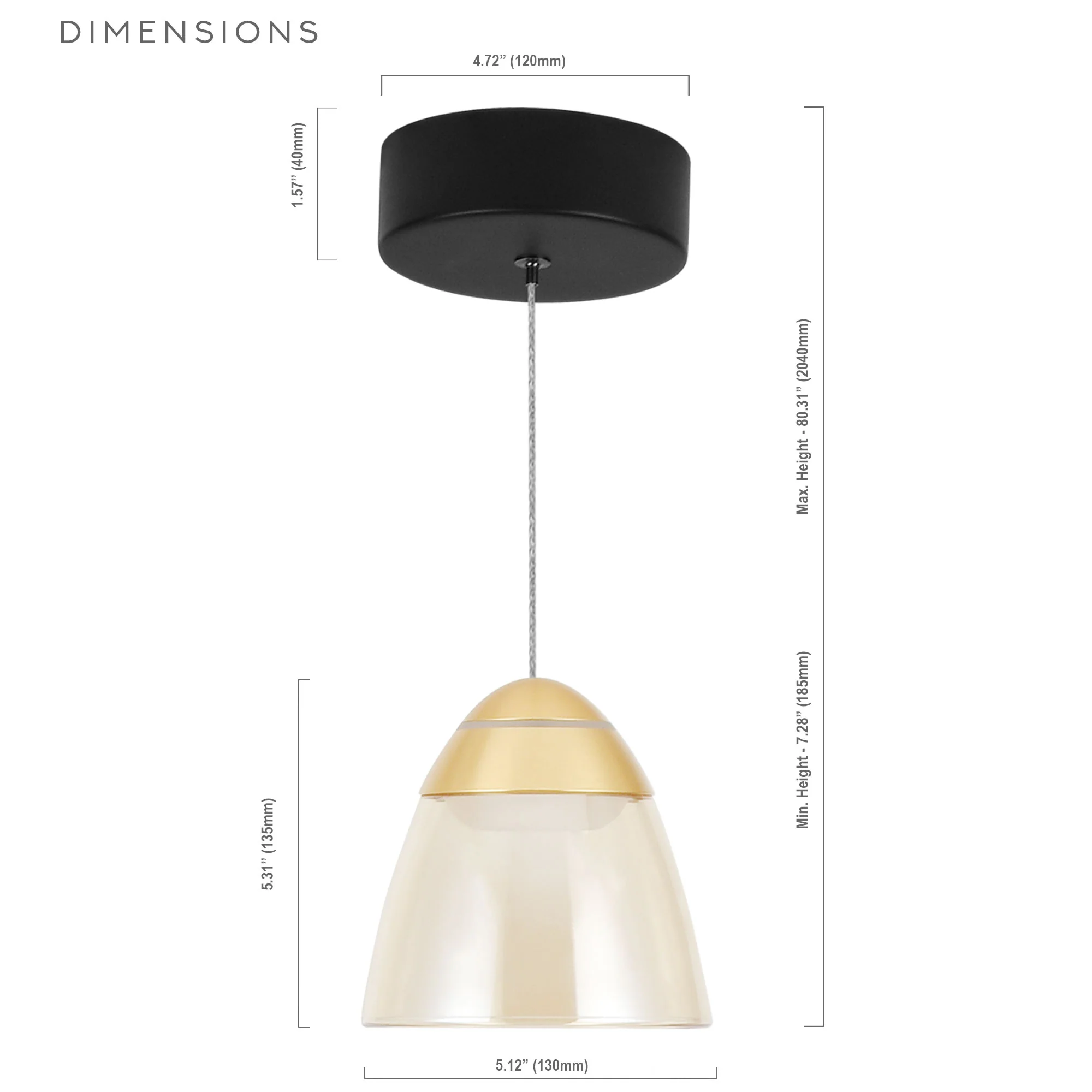 VONN Artisan Roma VAP2291BL 5" 1-Light Integrated LED ETL Certified Height Adjustable Pendant, Black - Image 12