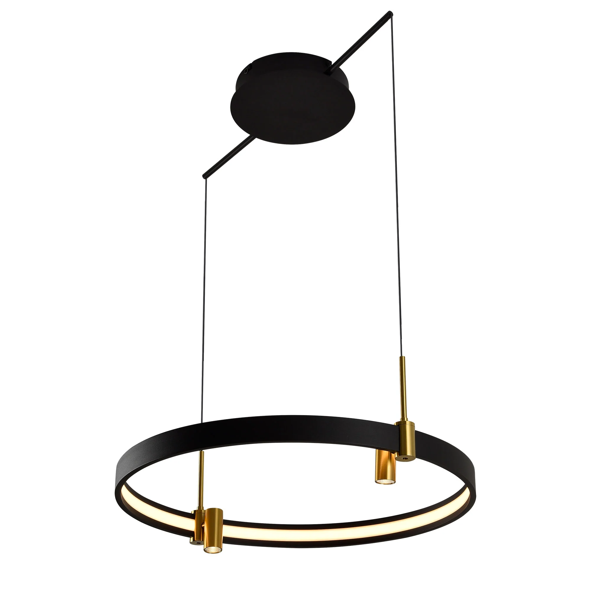 VONN Tania VMC33223BL 23" 100-277V Integrated LED ETL Certified Pendant, Height Adjustable Ring Chandelier, Black - Image 7