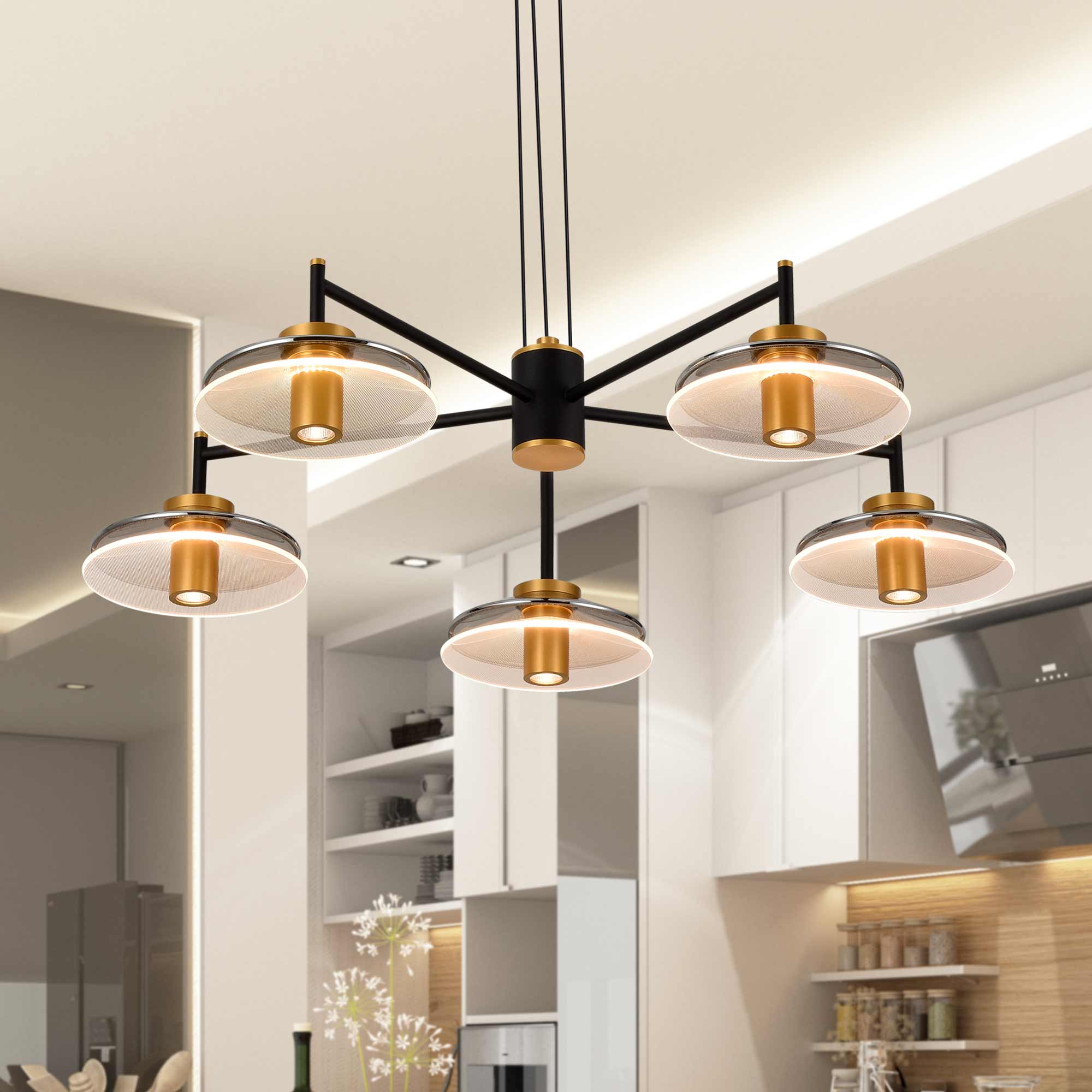 VONN Artisan Verona VAC3315BL 31" Integrated LED ETL Certified Pendant, Height Adjustable Chandelier, Black - Image 2