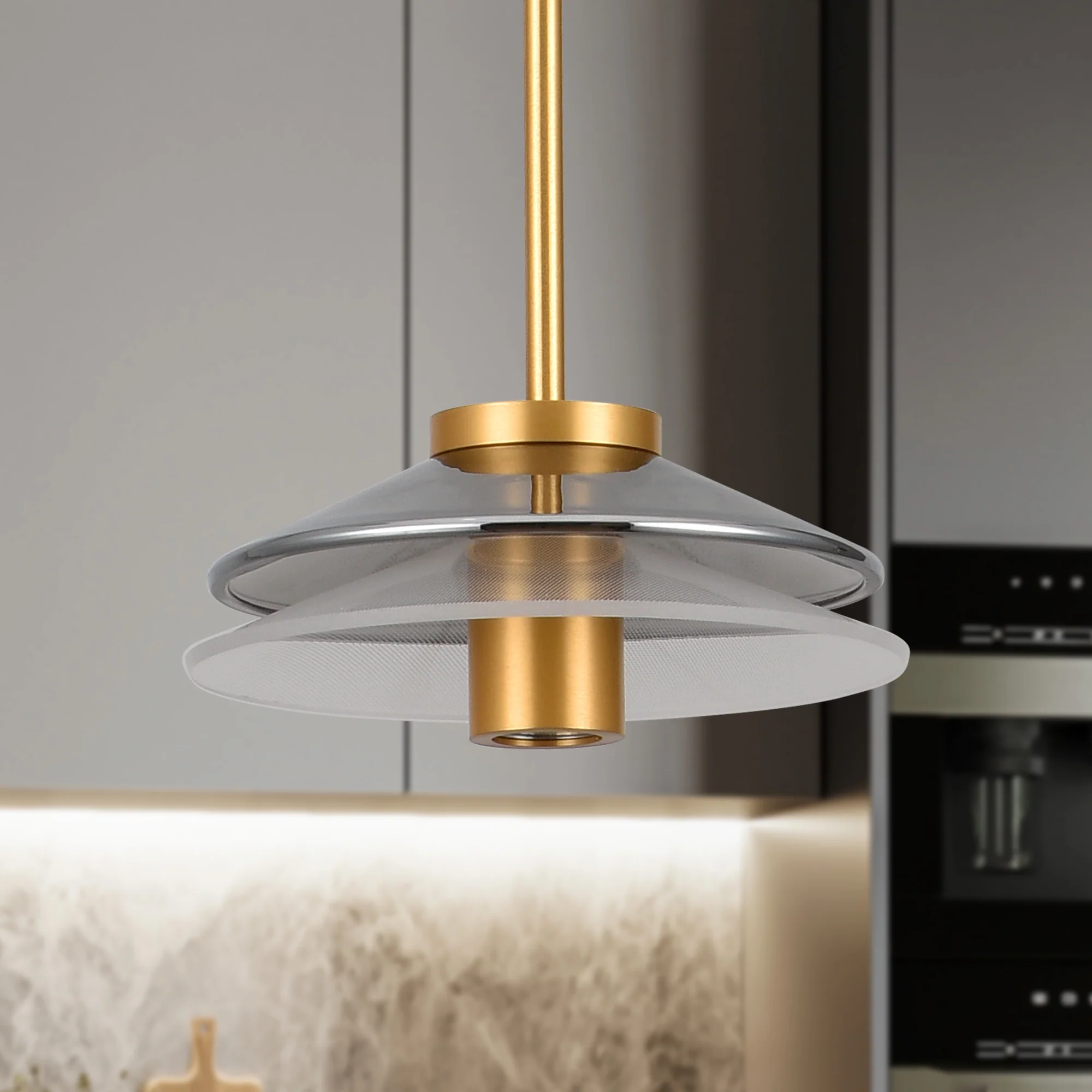 VONN Artisan Verona VAP2311BL 7" Integrated LED ETL Certified Height Adjustable Pendant, with Glass Shade, Black - Image 3