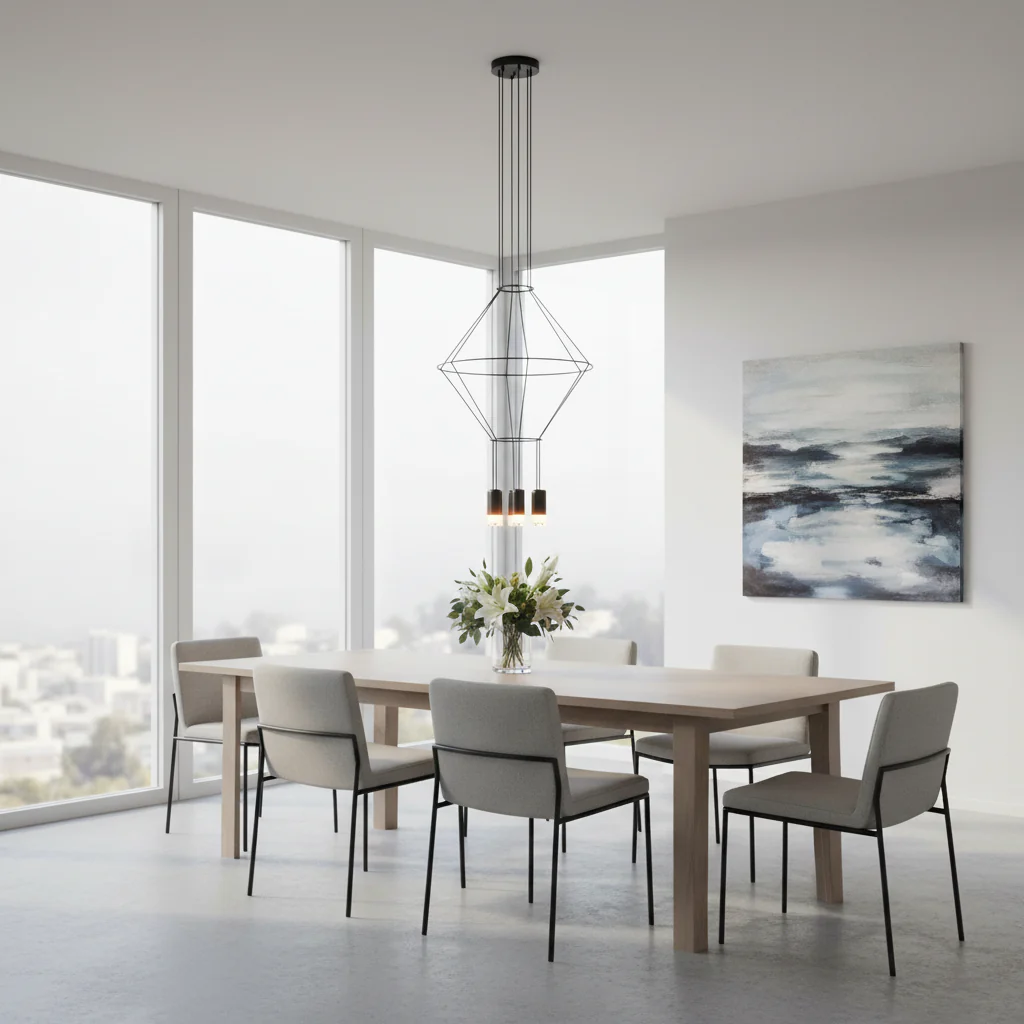 VONN Expression VEP2820617BL 17.75" 6-Light ETL Certified Integrated LED Height Adjustable Pendant in Black