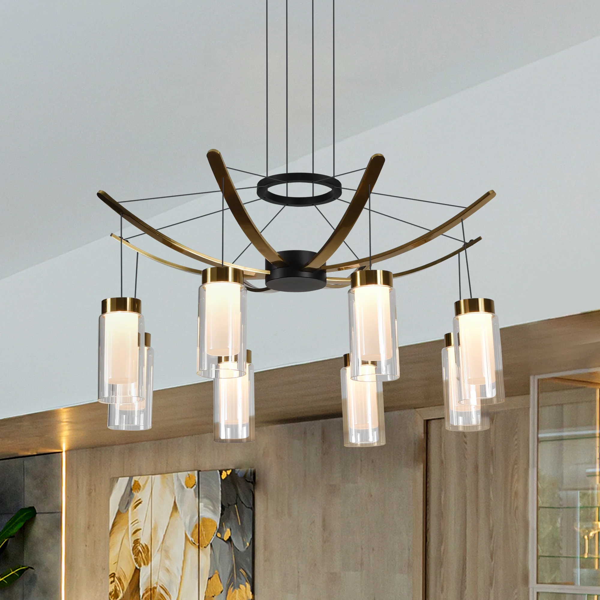 VONN Artisan GENOA VAC3118BL 24" Integrated LED ETL Certified Pendant, Height Adjustable Chandelier, Black - Image 3