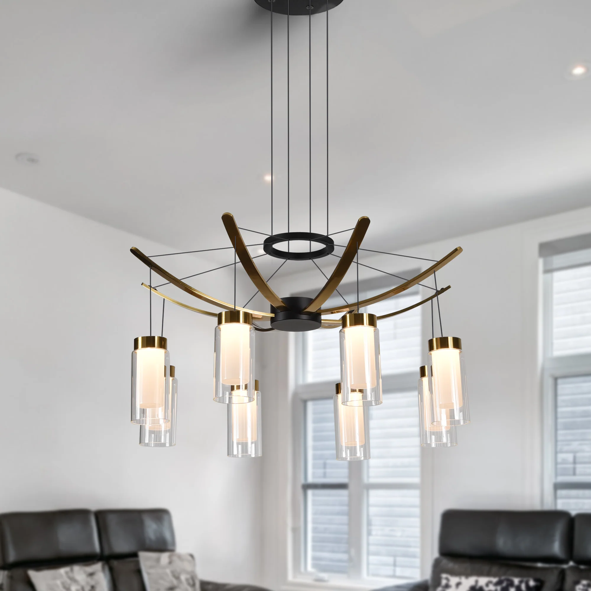 VONN Artisan GENOA VAC3118BL 24" Integrated LED ETL Certified Pendant, Height Adjustable Chandelier, Black - Image 6
