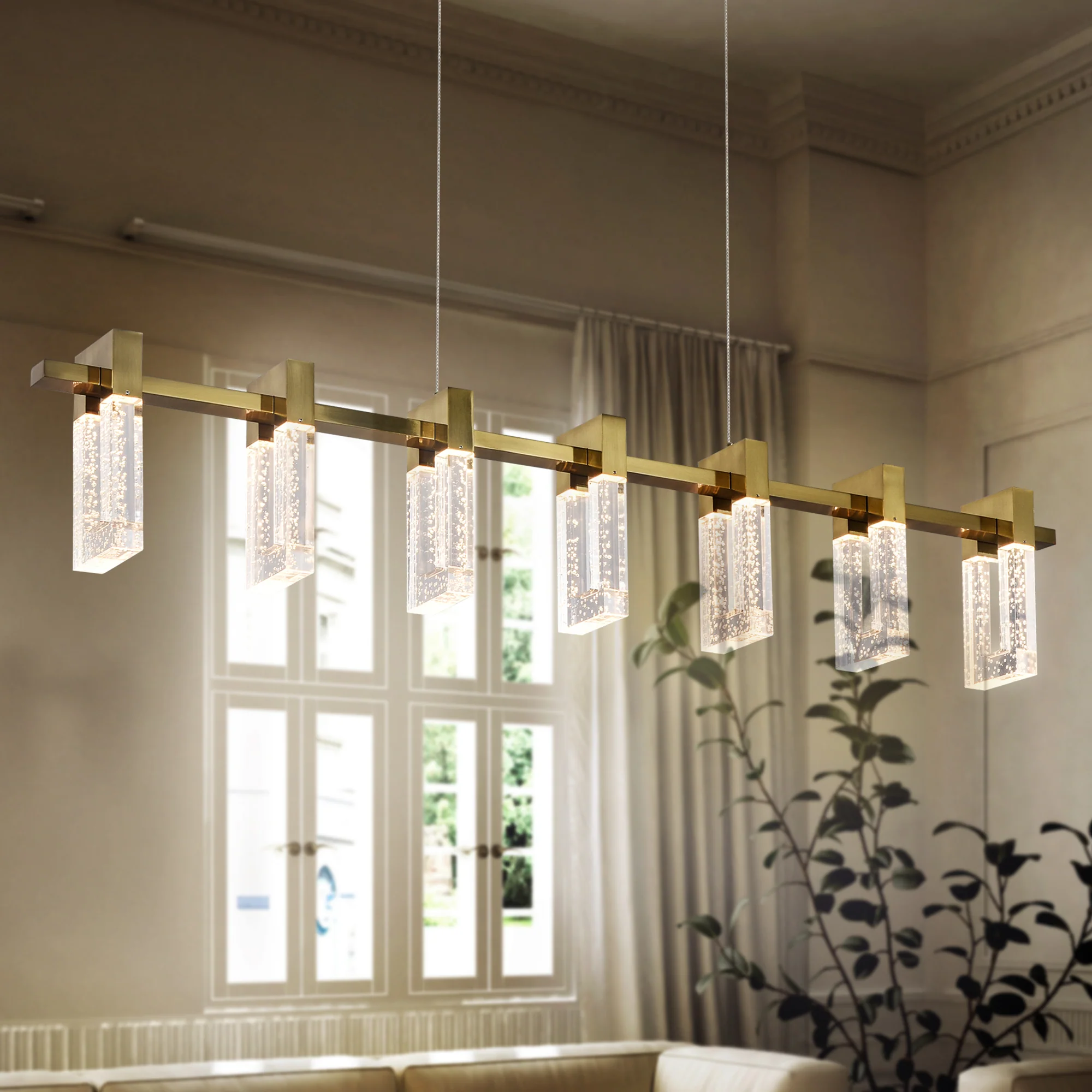 VONN Artisan Sorrento VAC3137AB 40" ETL Certified Integrated LED Pendant, Height Adjustable Chandelier, Black