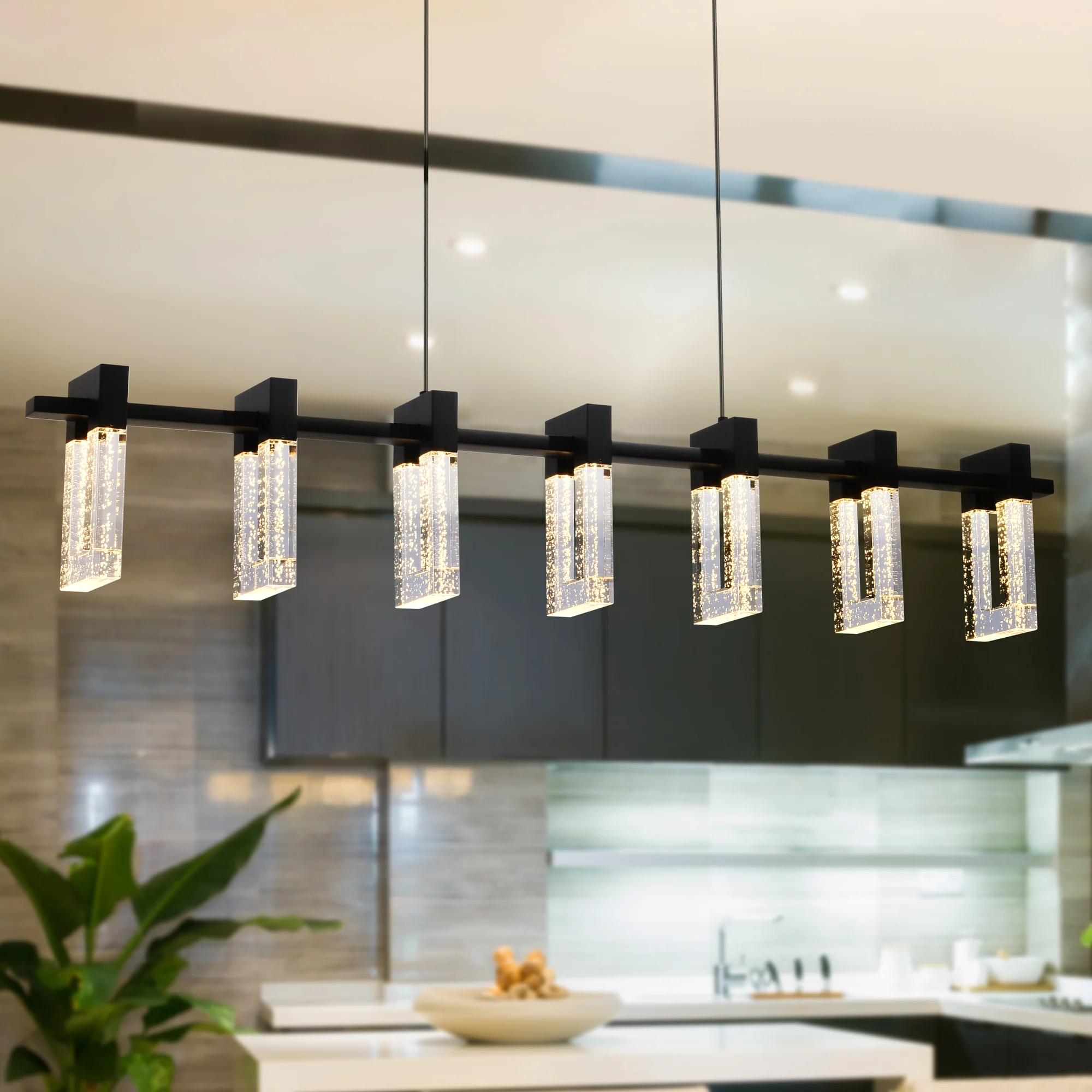 VONN Artisan Sorrento VAC3137BL 40" 7-Light ETL Cert Integrated LED Pendant, Height Adjustable Chandelier, Black - Image 2