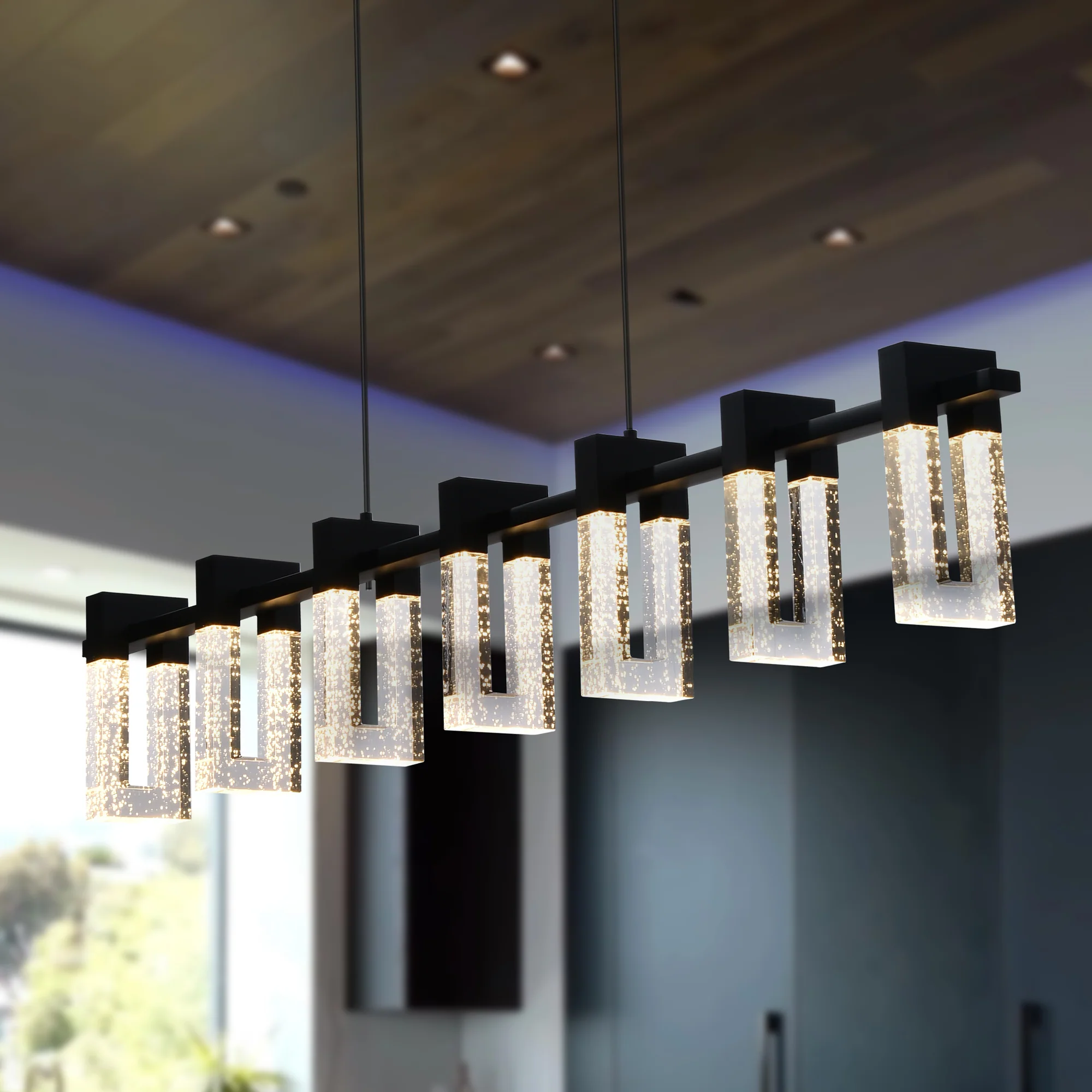 VONN Artisan Sorrento VAC3137BL 40" 7-Light ETL Cert Integrated LED Pendant, Height Adjustable Chandelier, Black - Image 3