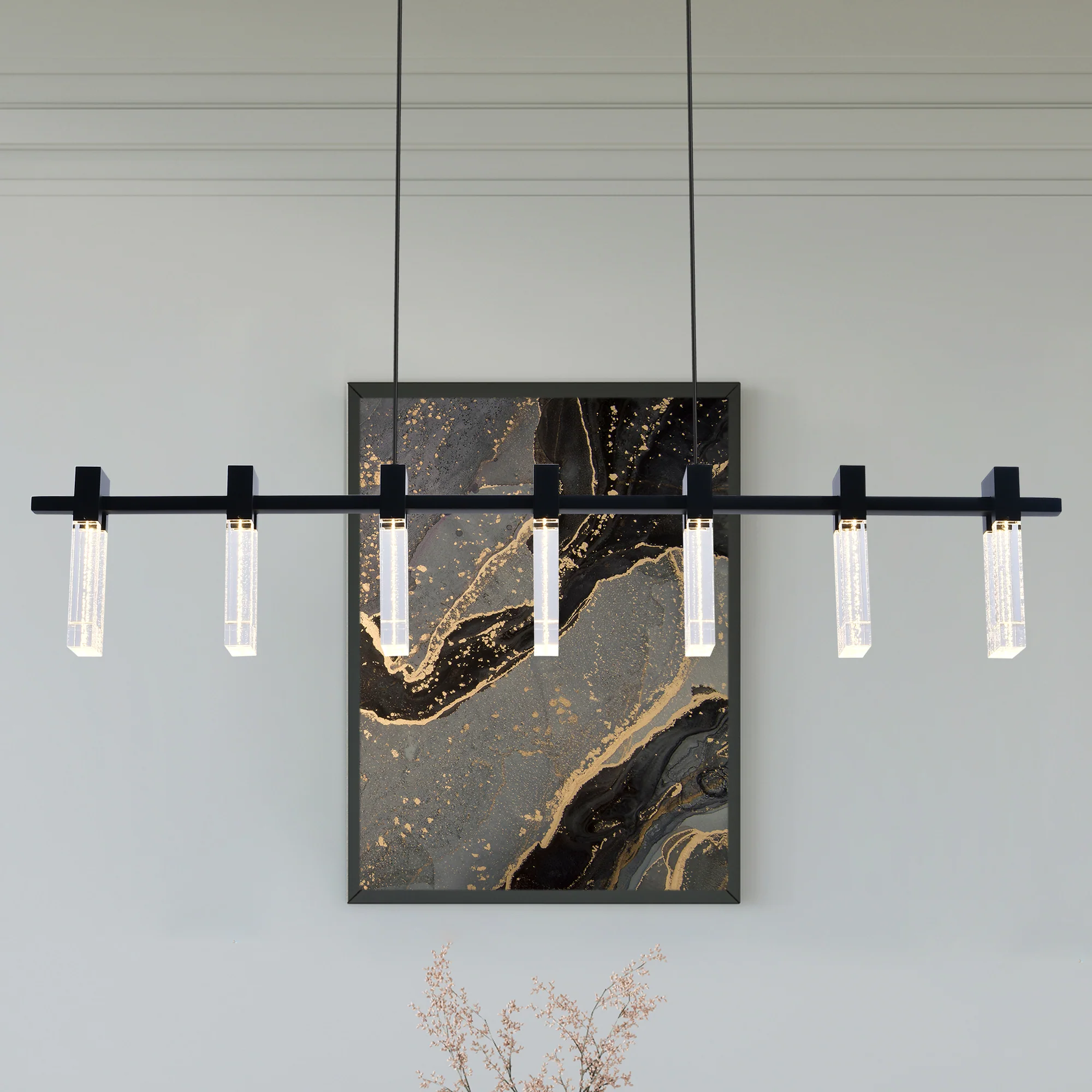 VONN Artisan Sorrento VAC3137BL 40" 7-Light ETL Cert Integrated LED Pendant, Height Adjustable Chandelier, Black - Image 4