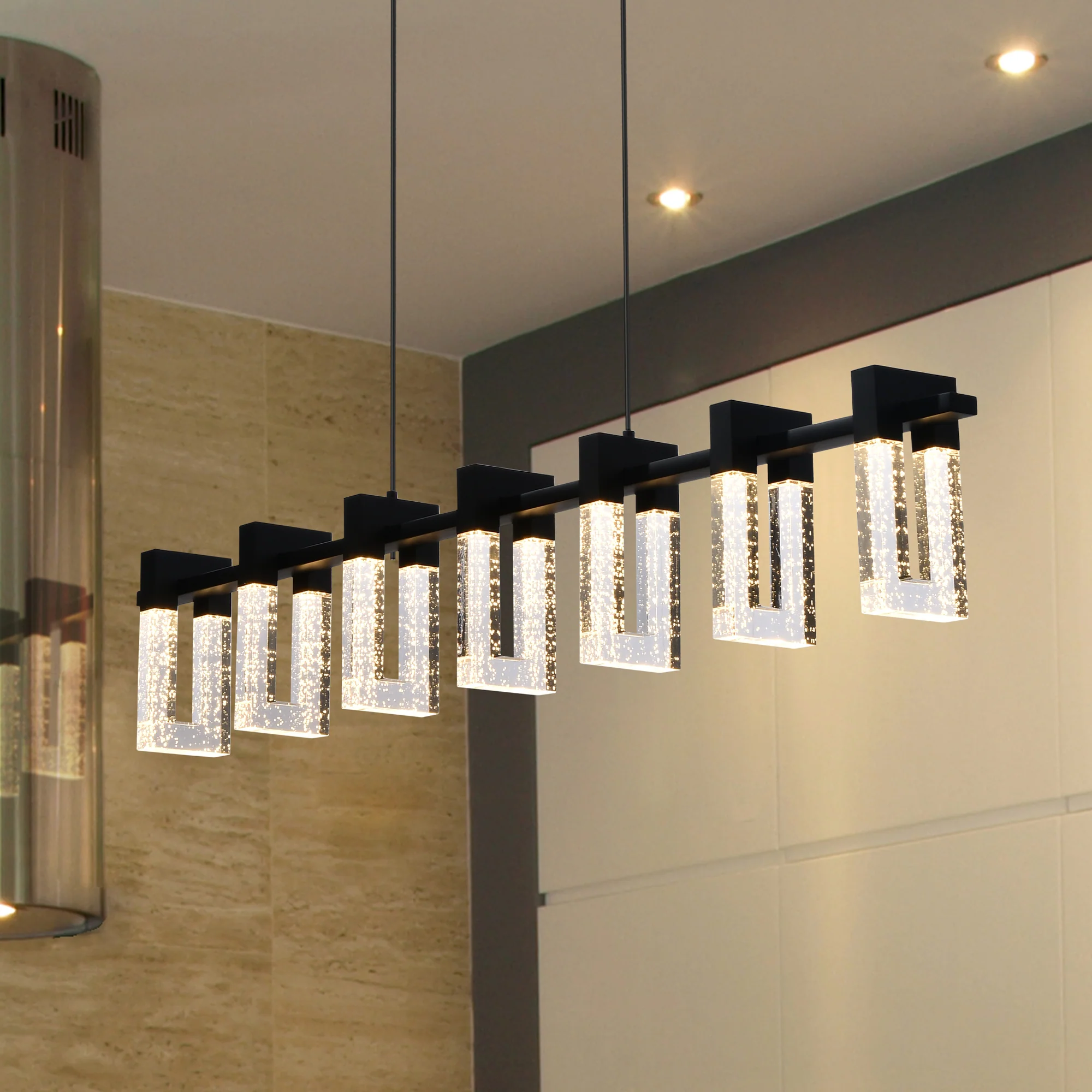 VONN Artisan Sorrento VAC3137BL 40" 7-Light ETL Cert Integrated LED Pendant, Height Adjustable Chandelier, Black - Image 5