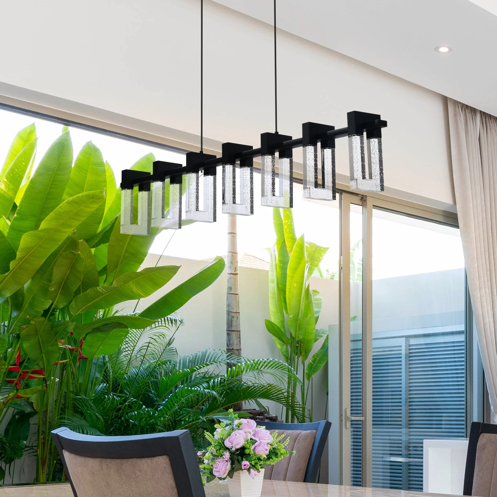 VONN Artisan Sorrento VAC3137BL 40" 7-Light ETL Cert Integrated LED Pendant, Height Adjustable Chandelier, Black - Image 6