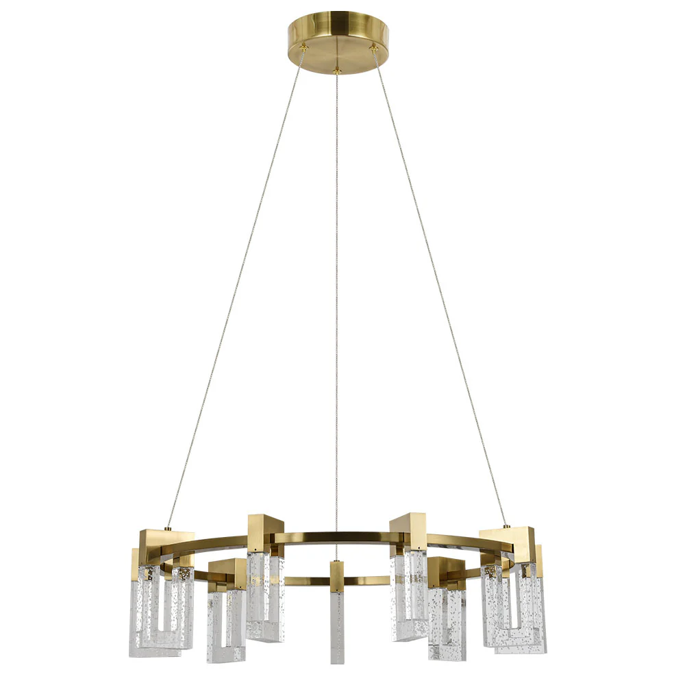 VONN Artisan Sorrento VAC3139AB 27" Integrated LED ETL Certified Pendant, Height Adjustable Ring Chandelier, Antique Brass - Image 10