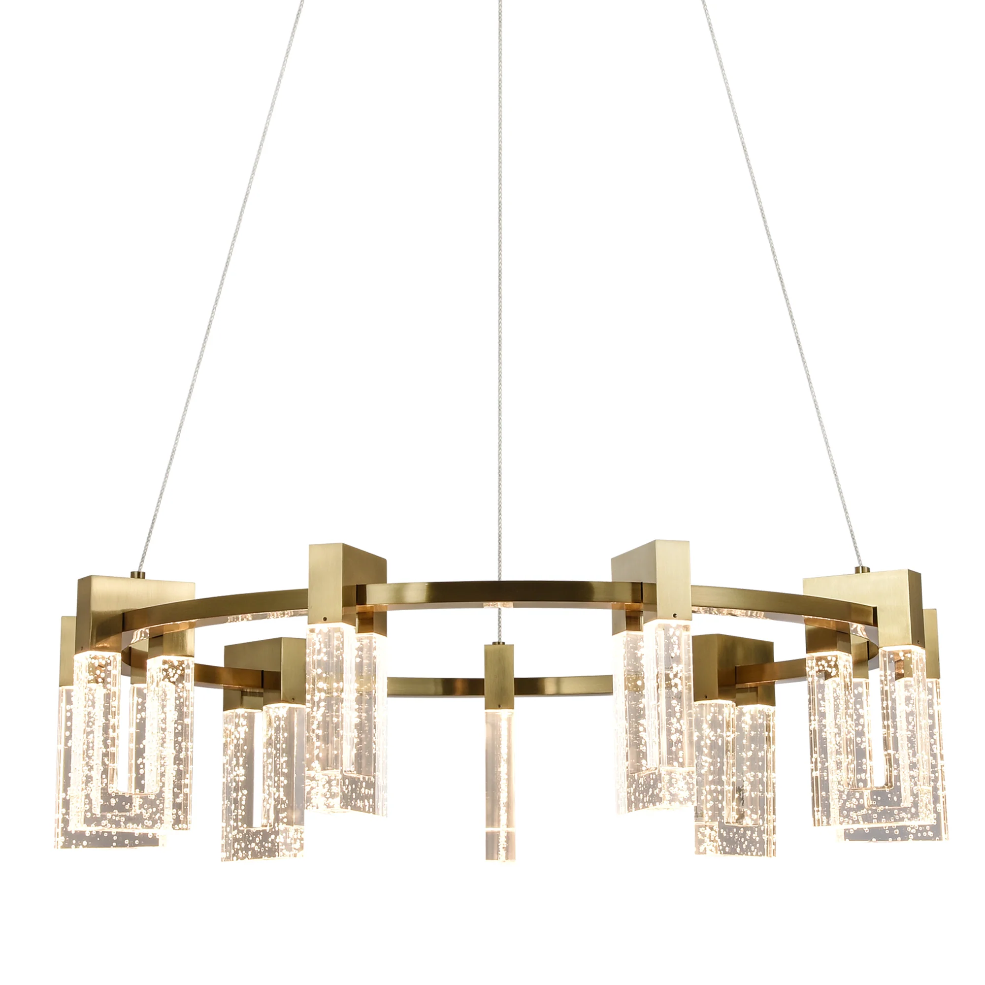 VONN Artisan Sorrento VAC3139AB 27" Integrated LED ETL Certified Pendant, Height Adjustable Ring Chandelier, Antique Brass - Image 9