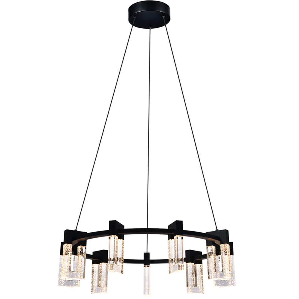 VONN Artisan Sorrento VAC3139BL 27" 9-Light ETL Cert Integrated LED Pendant, Height Adjustable Ring Chandelier, Black - Image 9