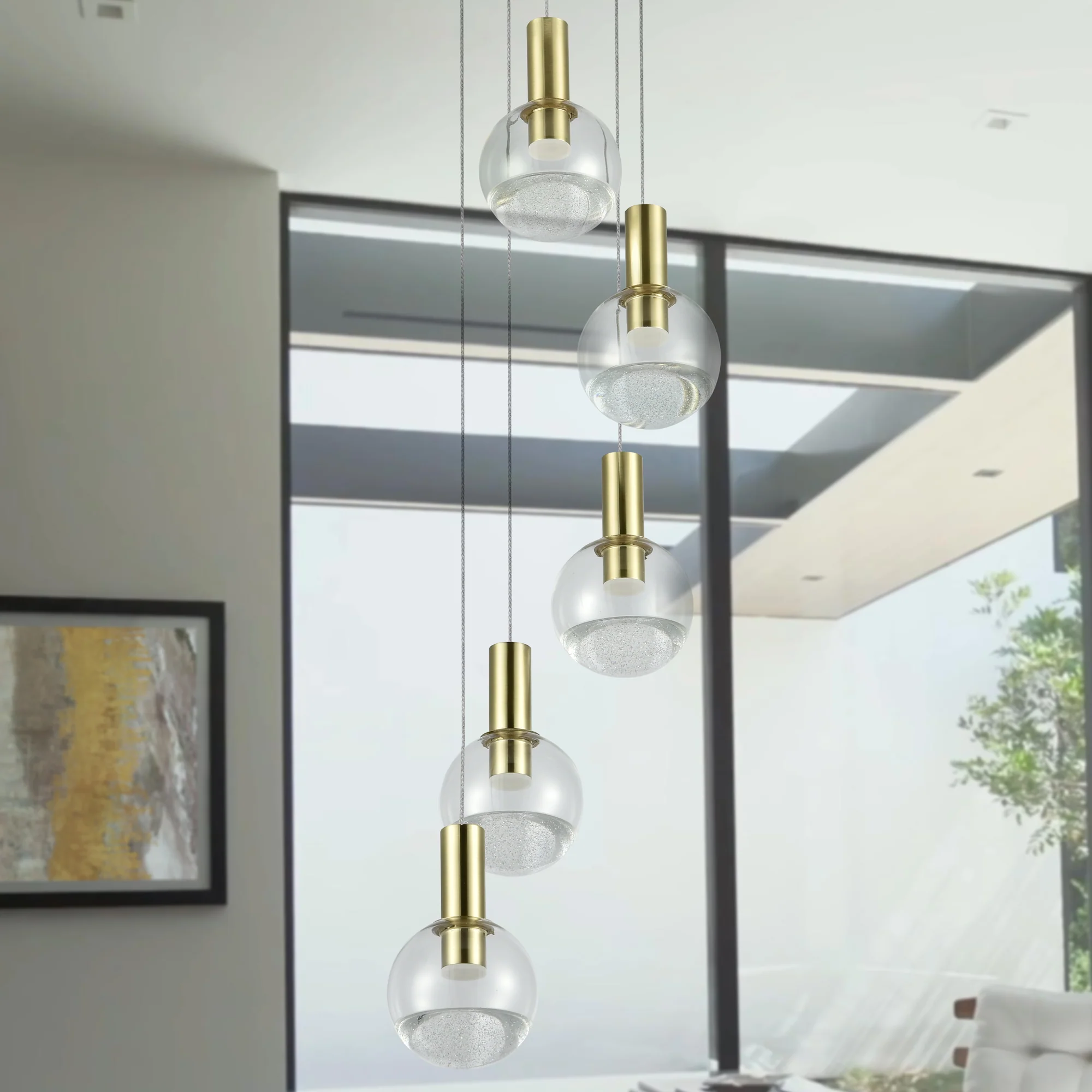 VONN Artisan Sienna VAC3185BRS 5-Light ETL Certified Integrated LED Pendant, Height Adjustable Chandelier, Brass - Image 3