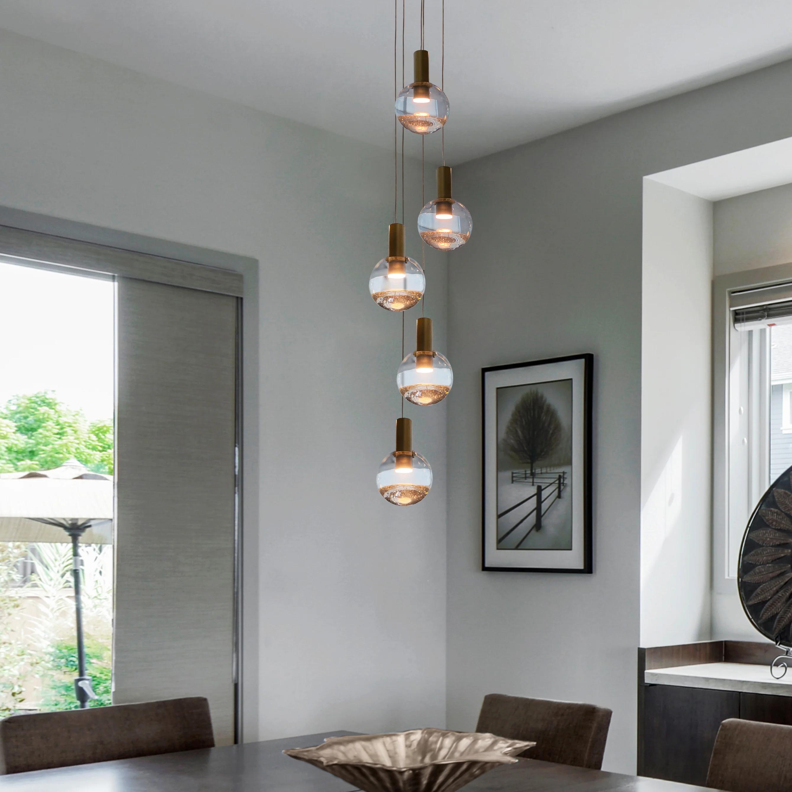 VONN Artisan Sienna VAC3185BRS 5-Light ETL Certified Integrated LED Pendant, Height Adjustable Chandelier, Brass - Image 4